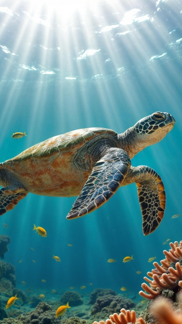 Żółw na rafie koralowej