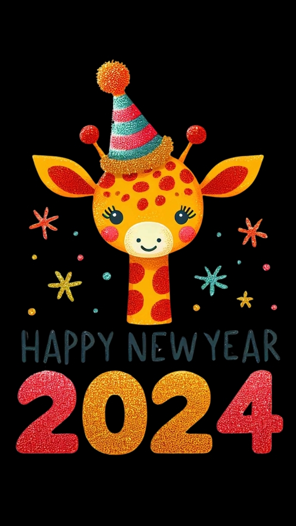 Żyrafa z życzeniami noworocznymi - Tapeta na telefon