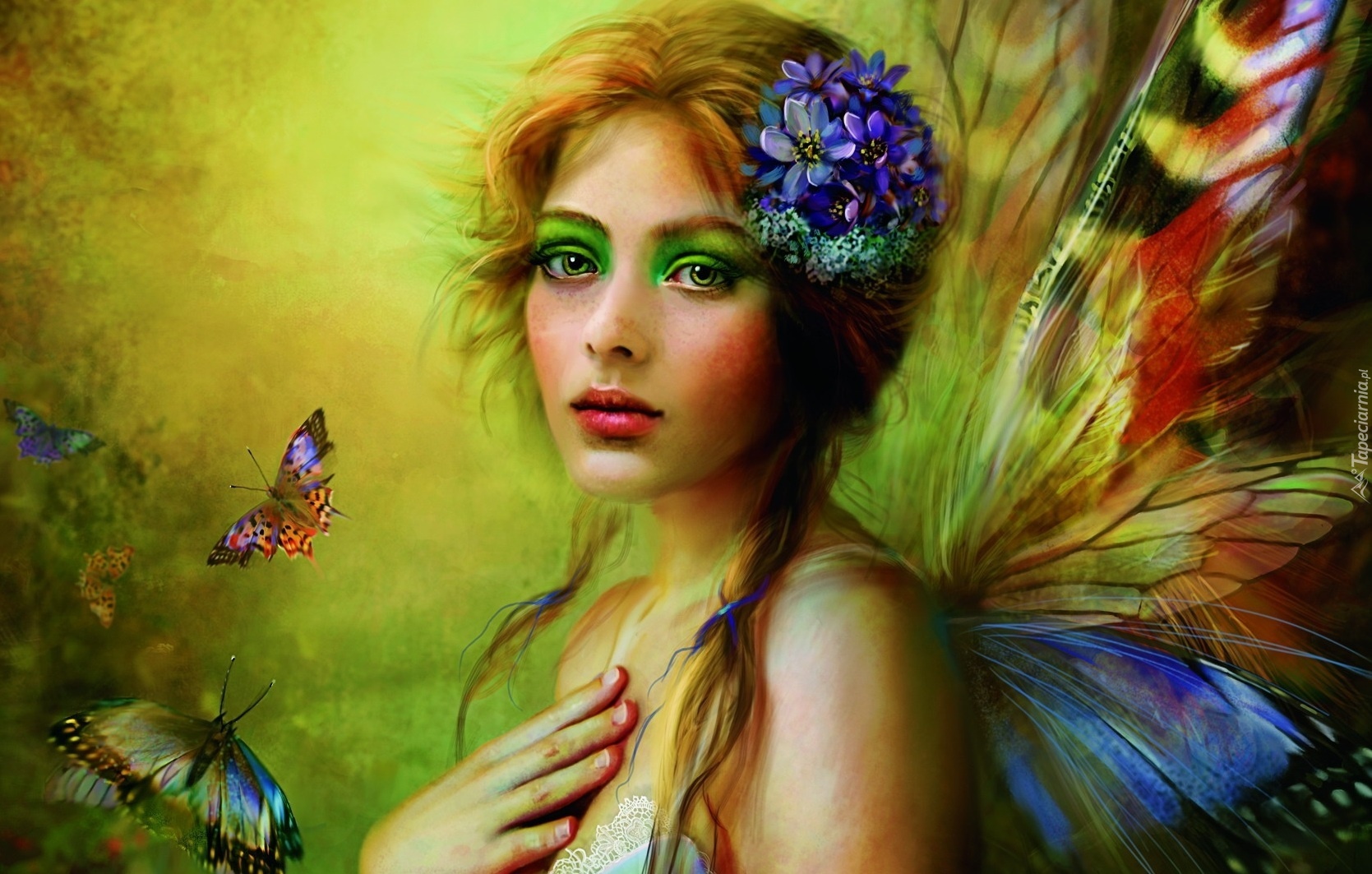Kobieta, Motyl, Dłoń