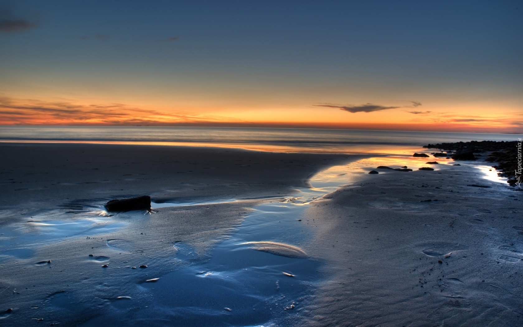 Plaża, Zachód, Słońca