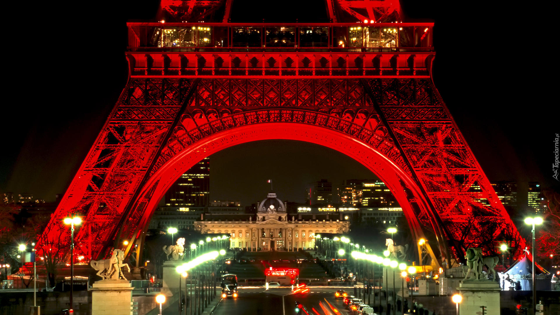 Paryż, Wieża Eiffla, Miasto, Noc