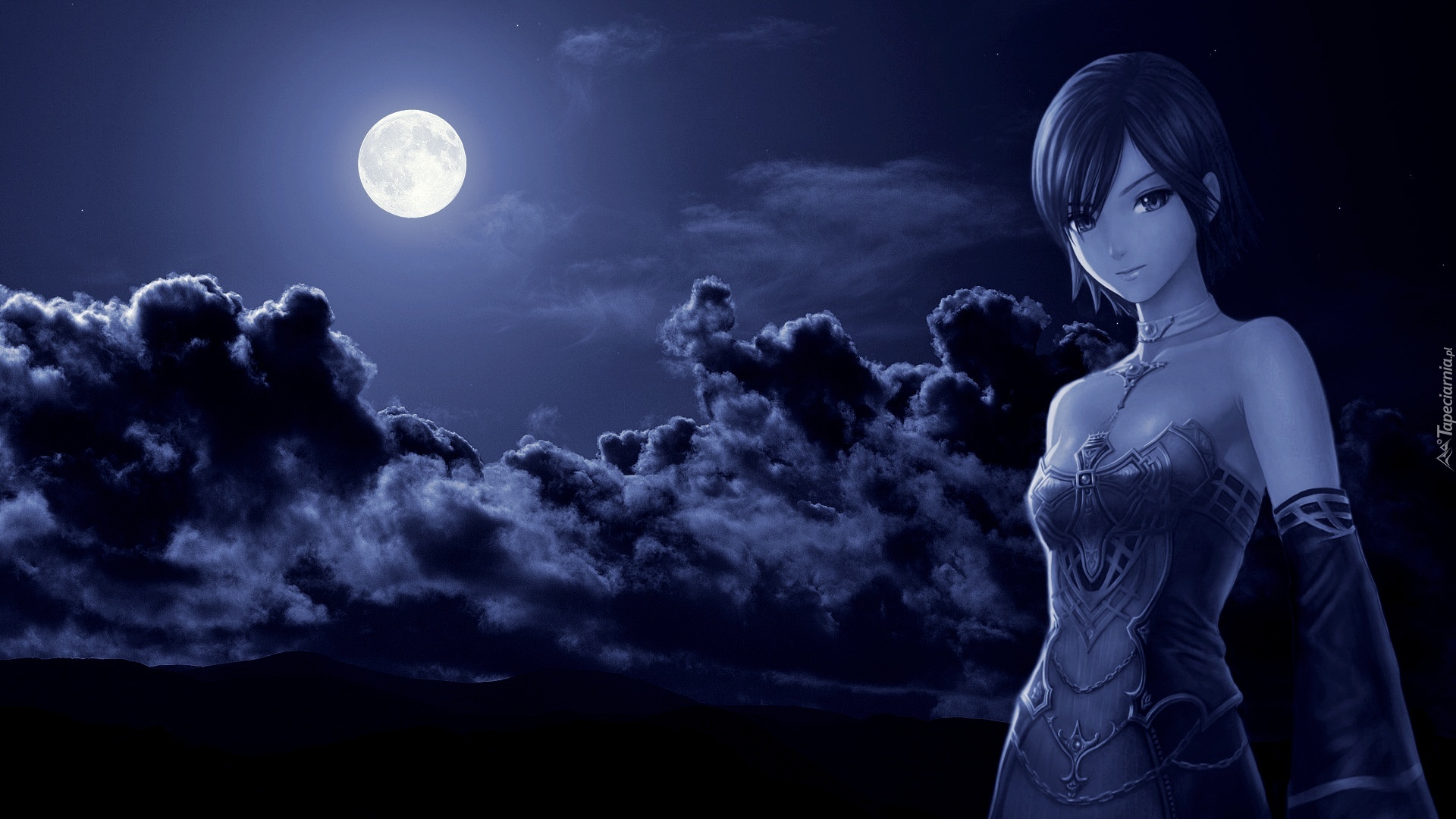 Kobieta, Chmury, Księżyc
