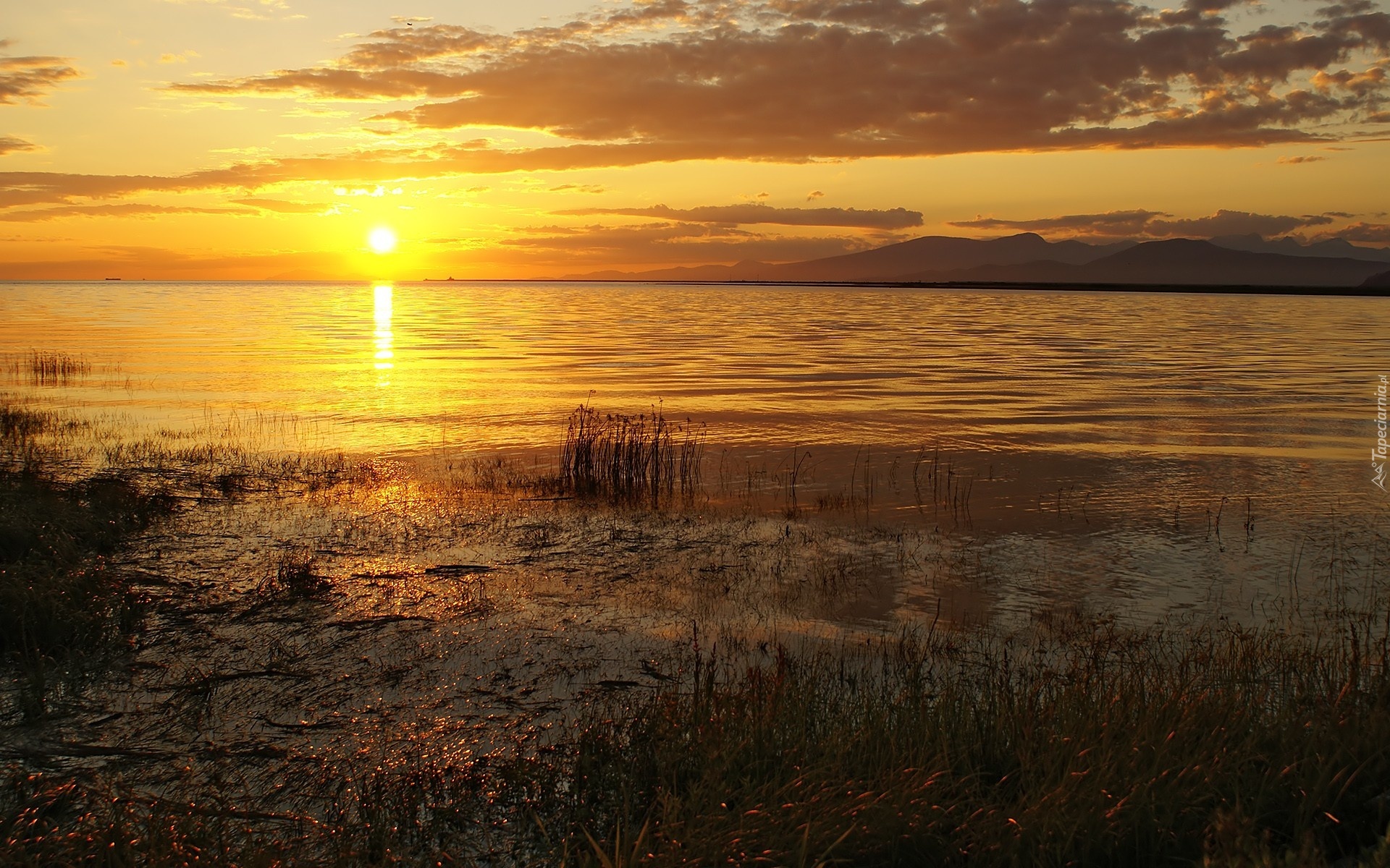 Jezioro, Zachód, Słońca