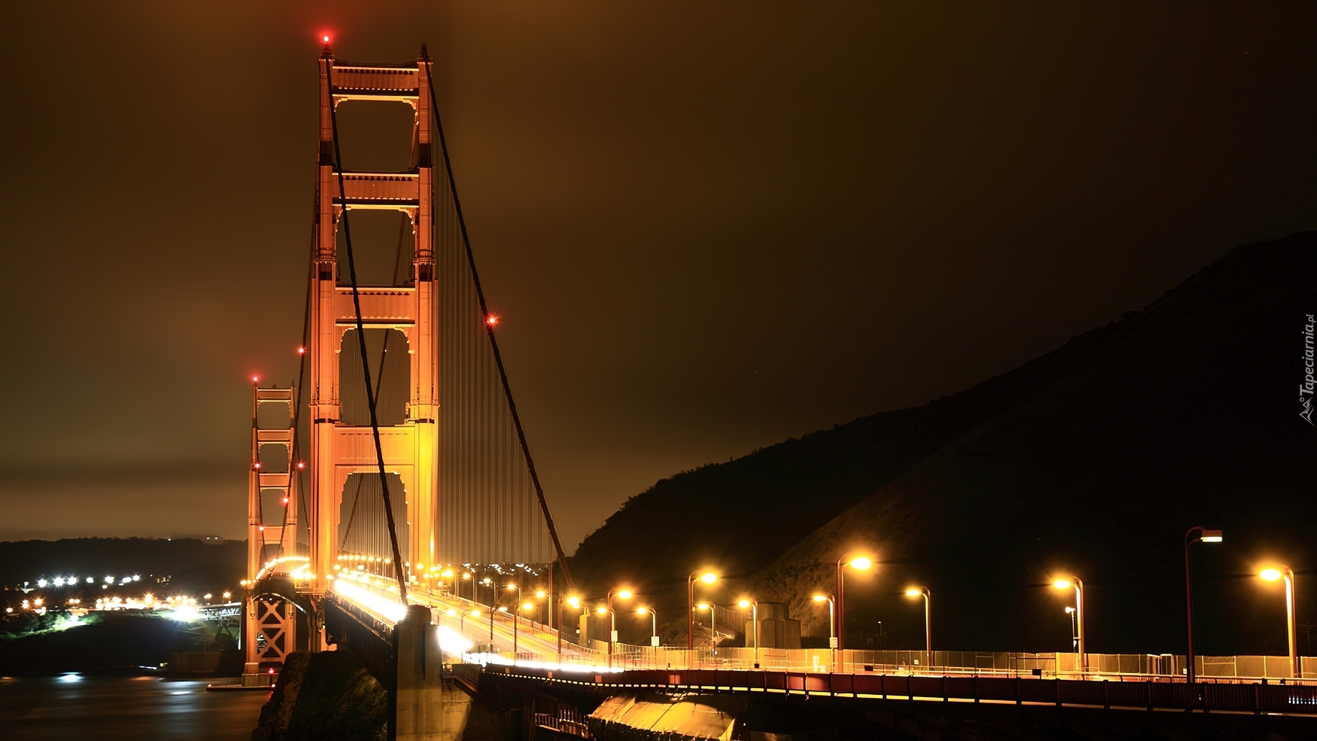 Most, Golden Gate, Noc, Droga, Miasto, Światła