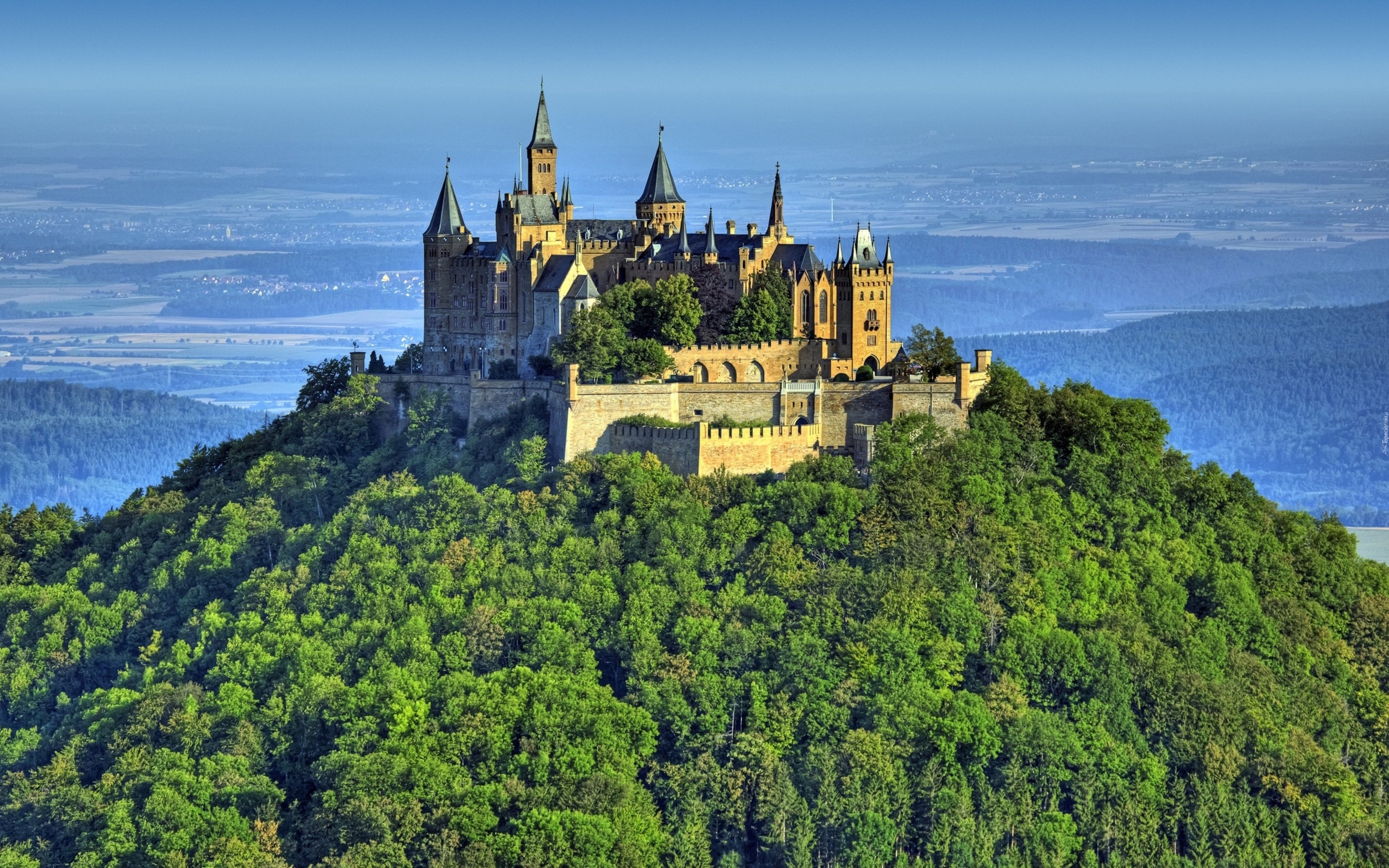 Zamek, Hohenzollern, Niemcy, Wzgórze