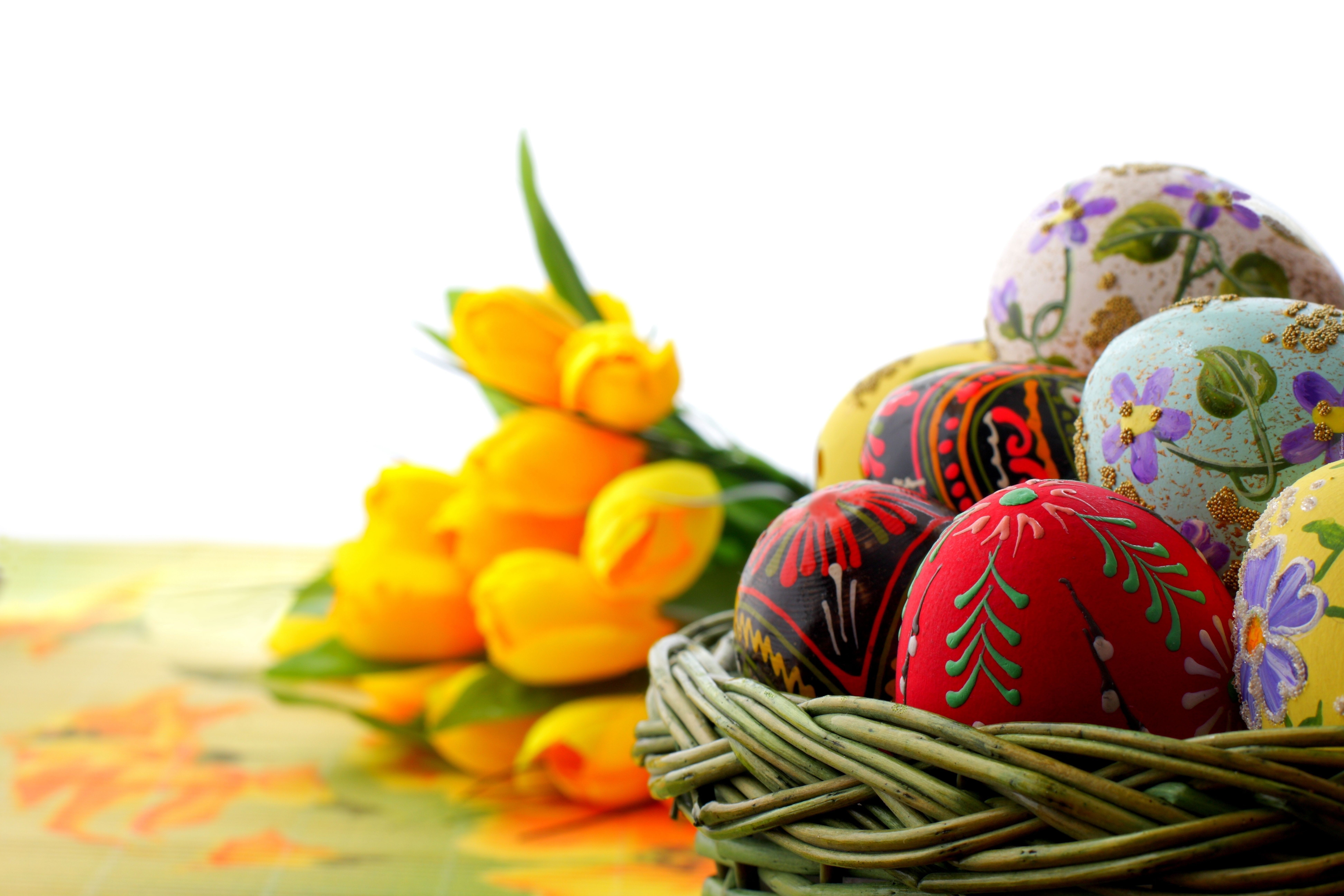 Tulipany, Koszyk, Jajka, Wielkanocne