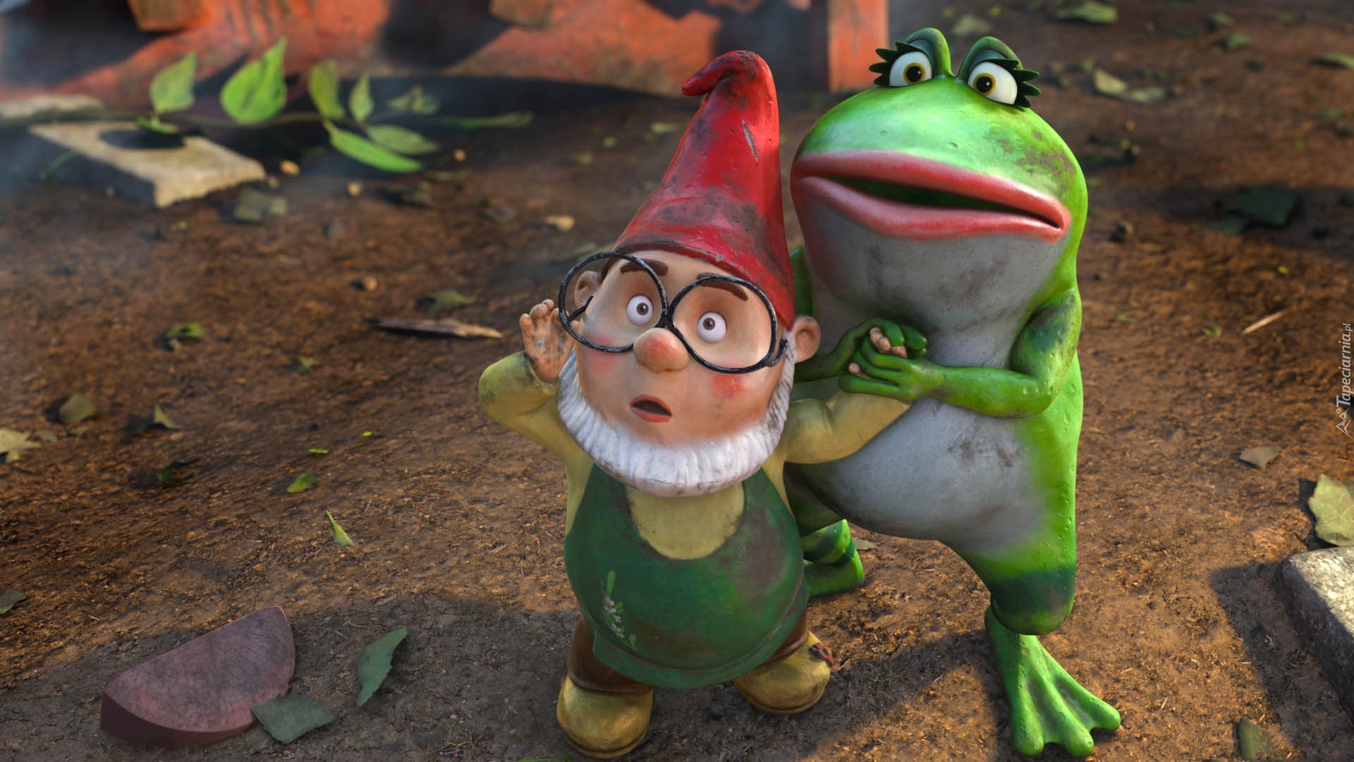 Gnomeo i Julia, Gnomeo i Juliet, Krasnal, Ogrodowy, Żaba, Usta, Okulary, Ogródek