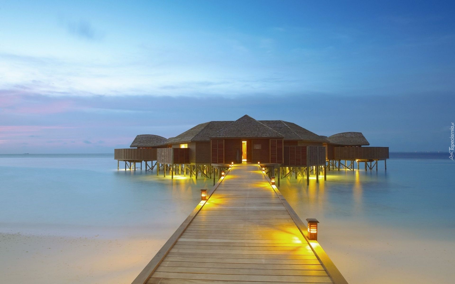 Malediwy, Molo, Morze, Hotelik