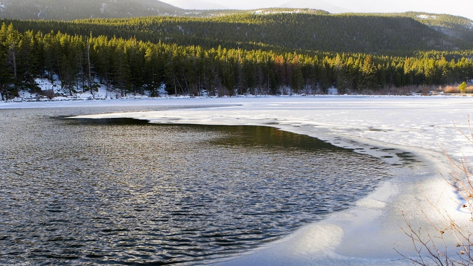 Las, Lód, Śnieg, Jezioro