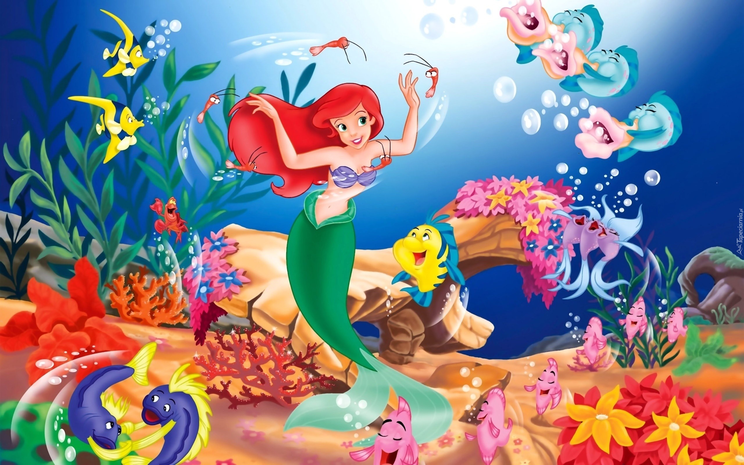 Mała Syrenka, The Little Mermaid, Ariel, Woda, Rybki