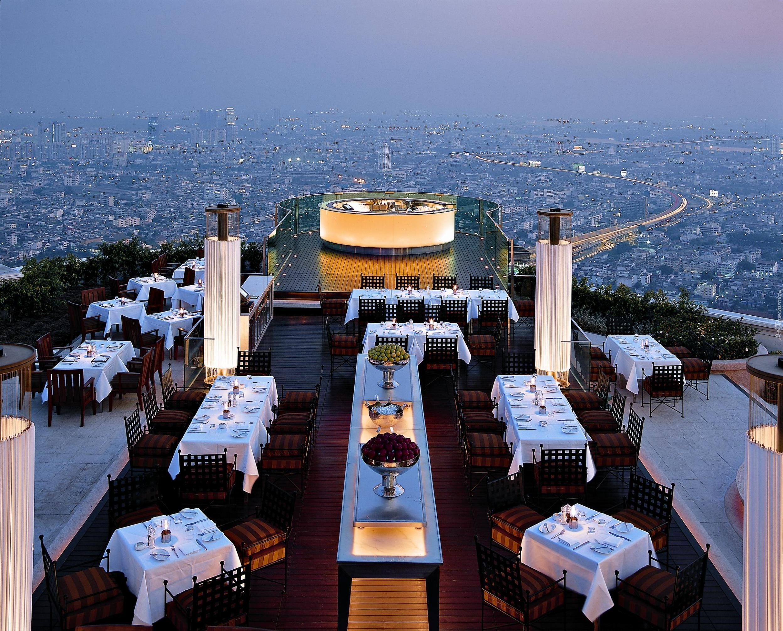 Bangkok, Hotel, Dach, Panorama, Miasta