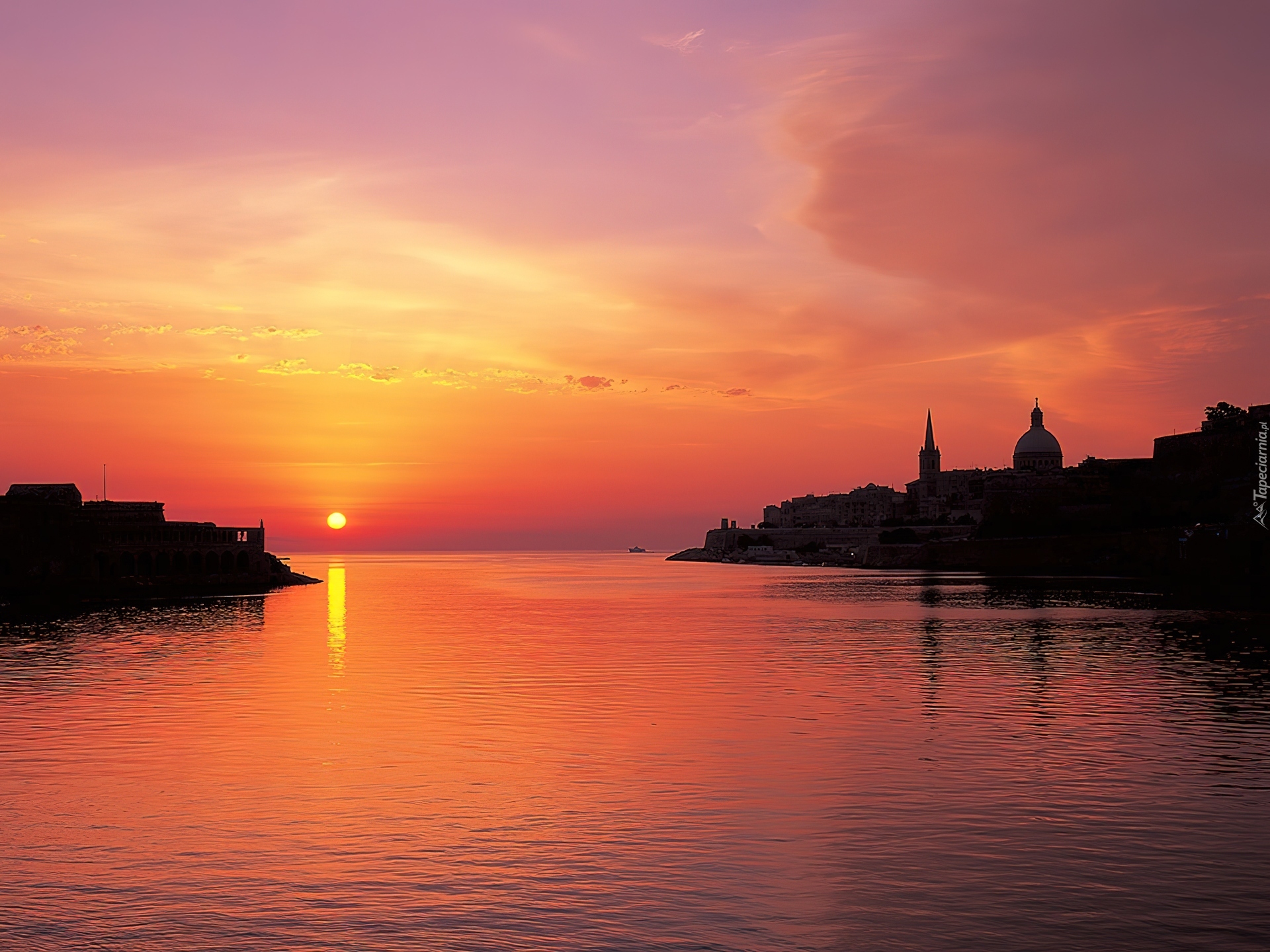 Valletta, Malta, Zachód, Słońca