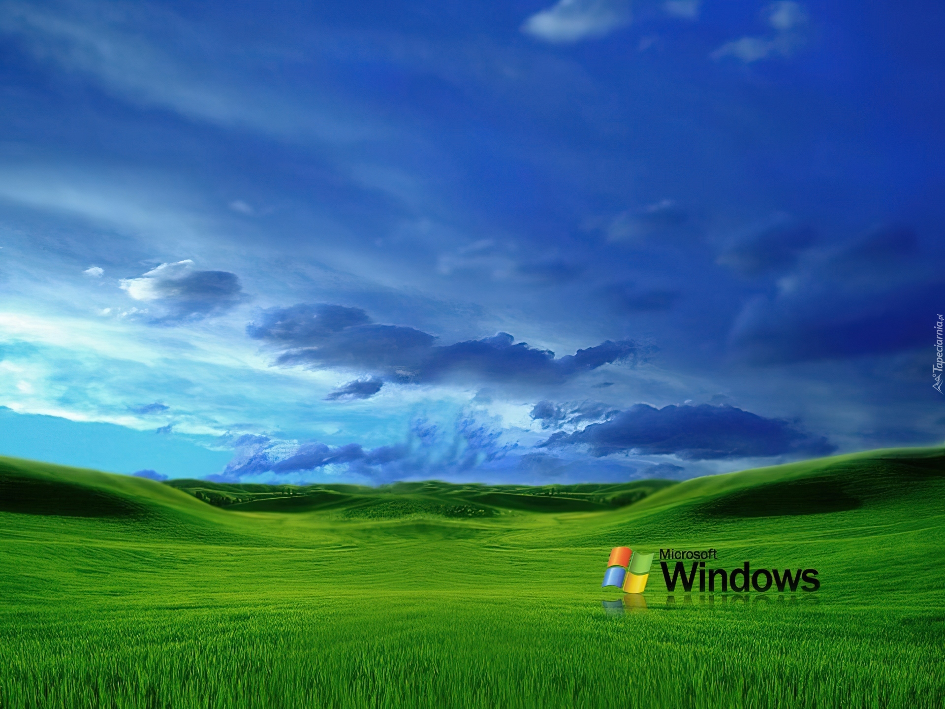 Windows XP, łąki, Chmury