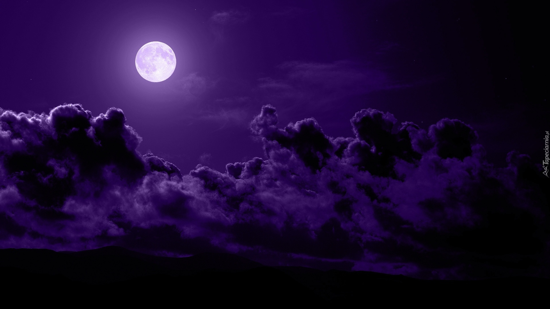 Noc, Księżyc, Chmury, Niebo