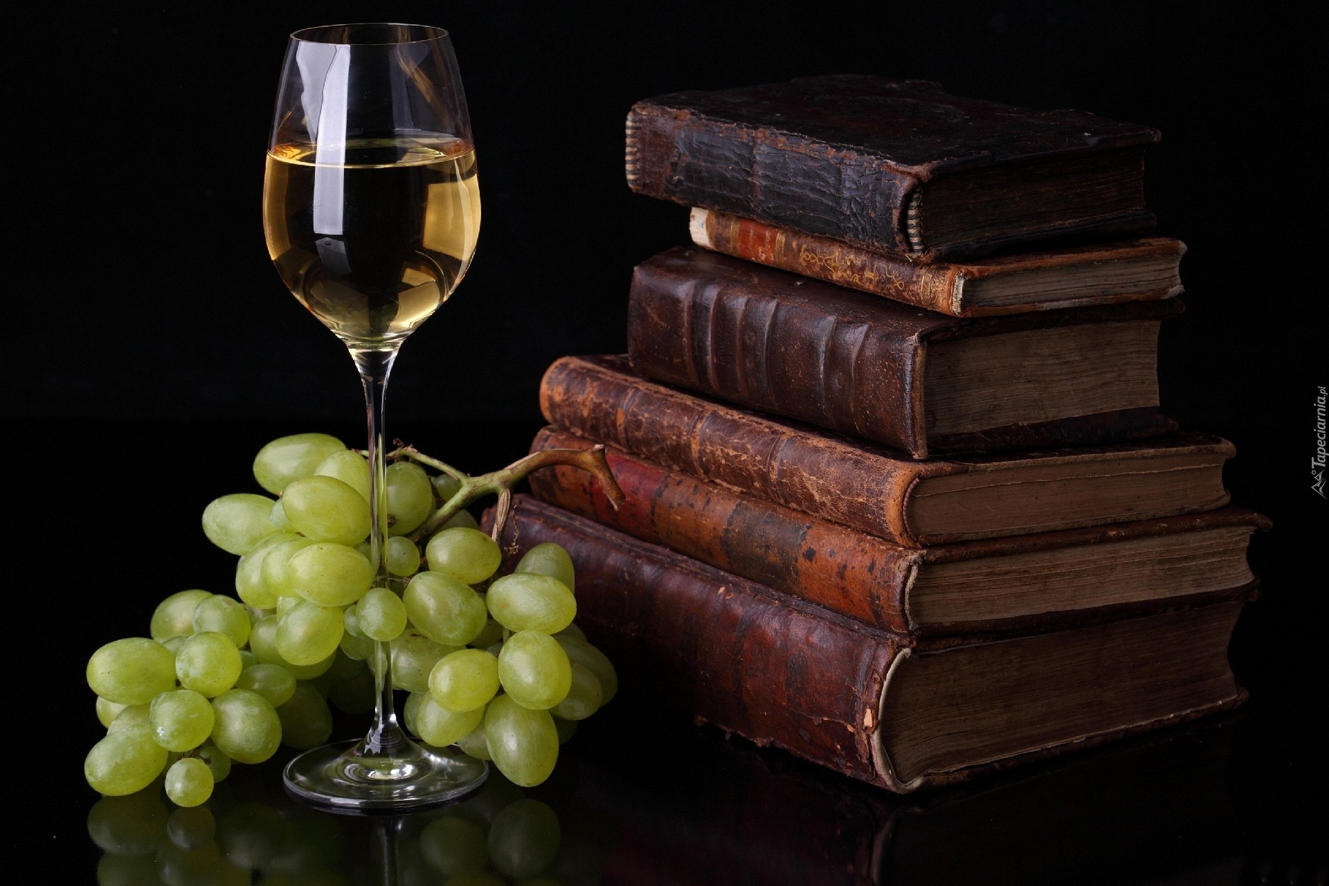 Stare, Książki, Winogrona, Wino