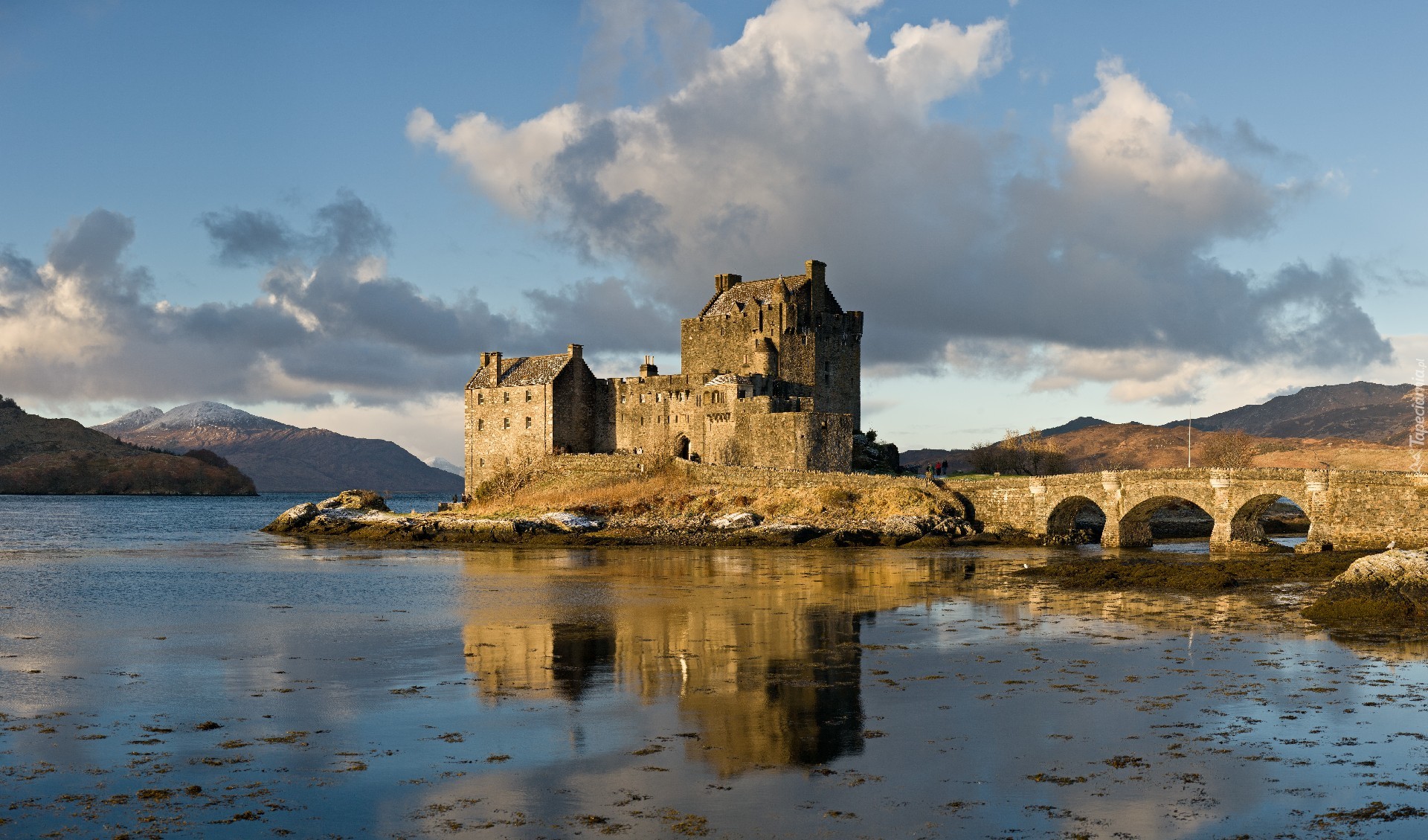 Szkocja, Eilean Donan, Most, Woda