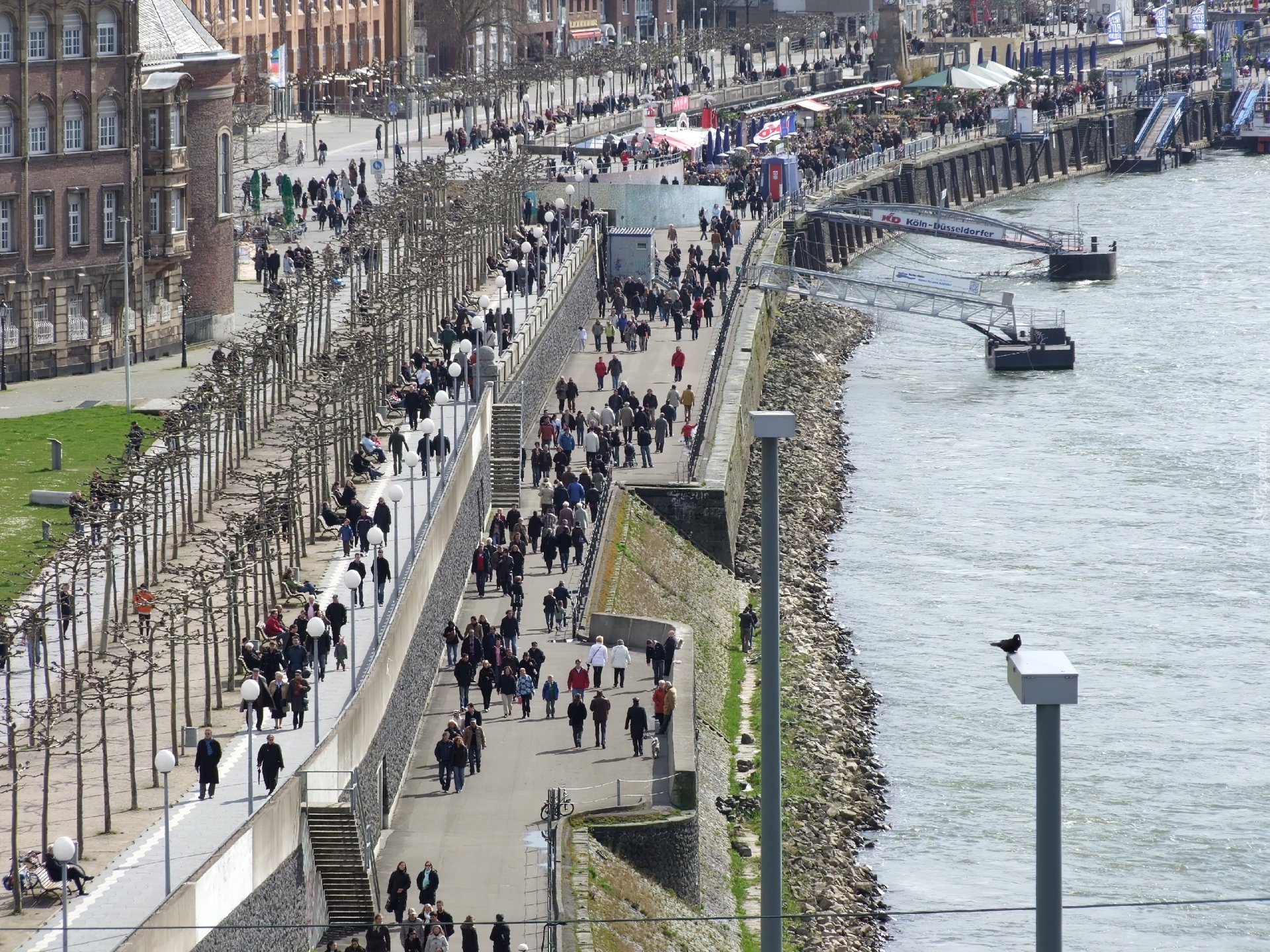 Dusseldorf, Promenada, Wzdłuż, Renu