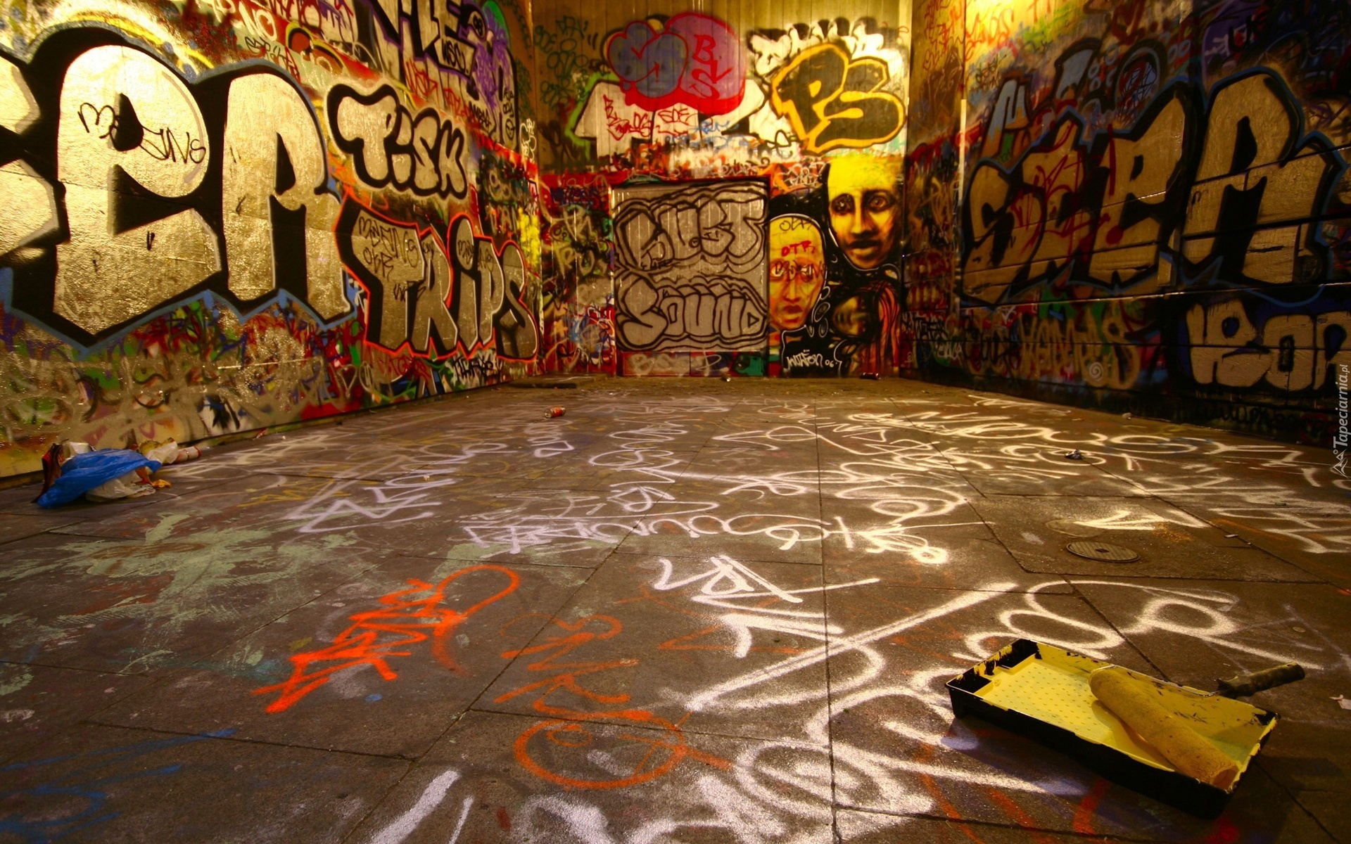 Pomieszczenie, Farby, Pomalowane, Ściany, Graffiti