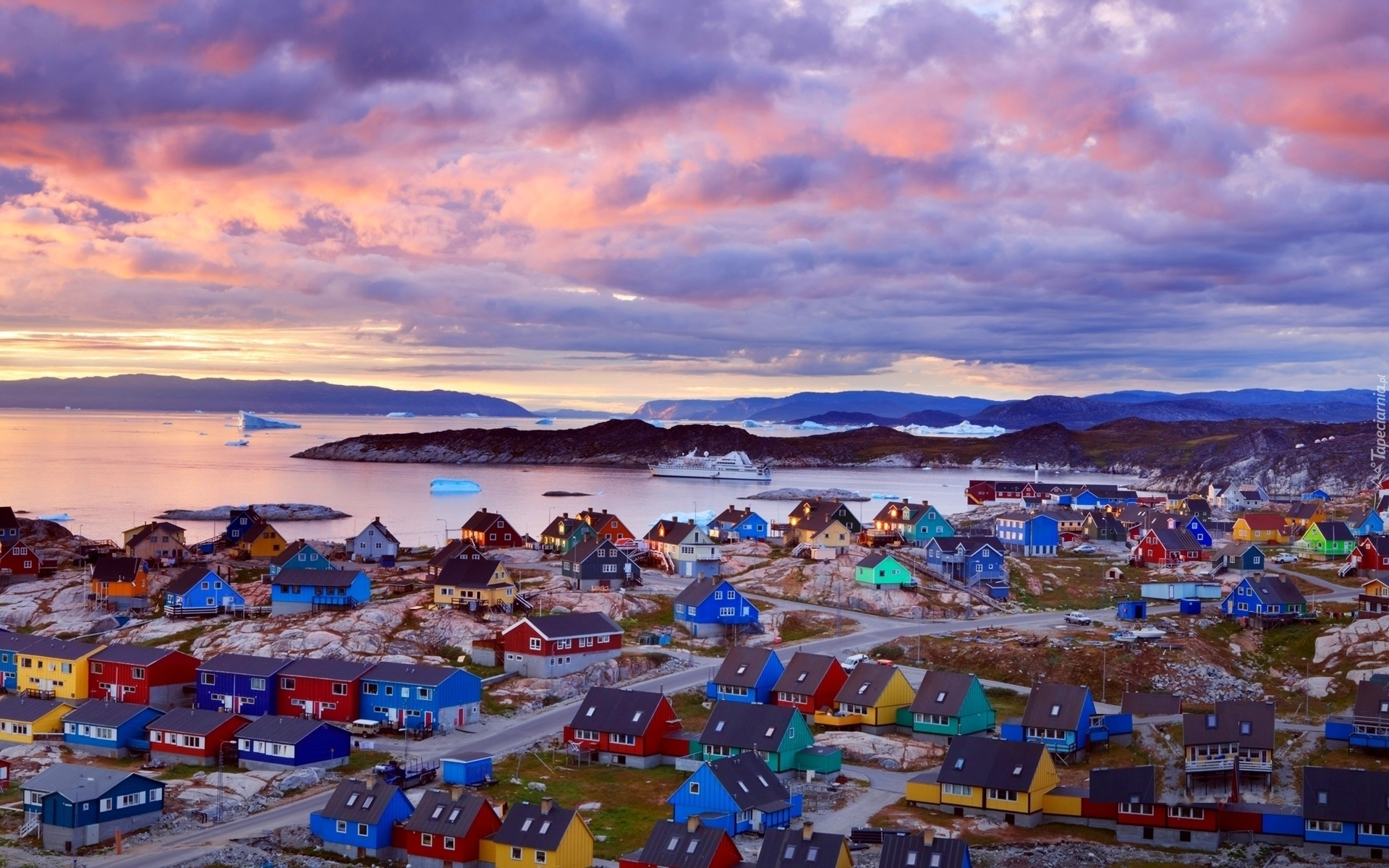 Kolorowe, Domki, Miasto, Ilulissat, Grenlandia
