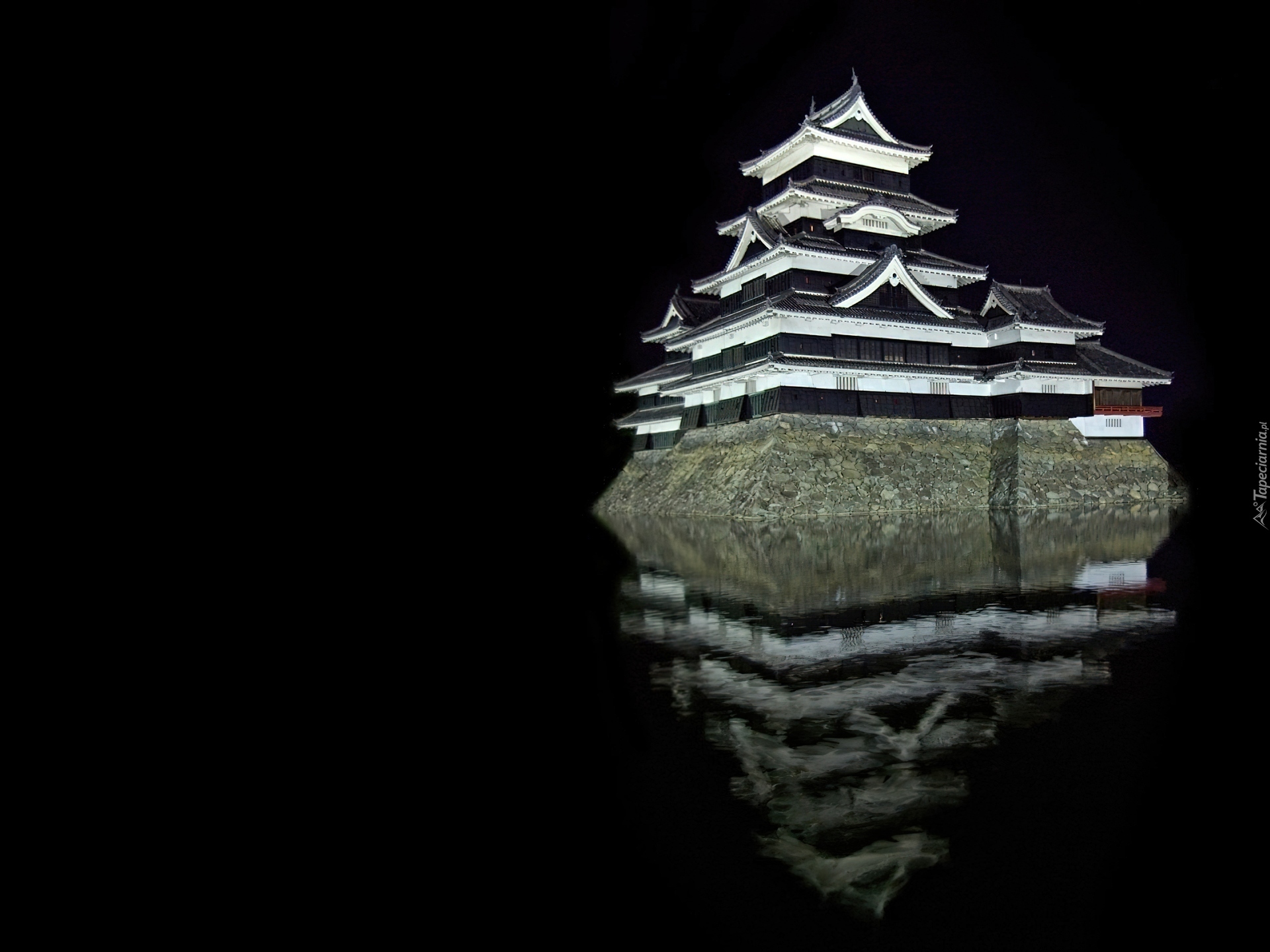 Matsumoto Castle, Nocą, Japonia, Symboliczna, Budowla