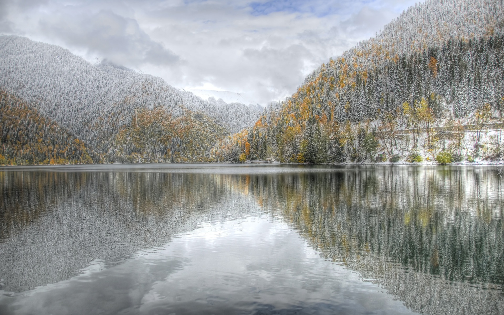 Zima, Góry, Lasy, Jezioro