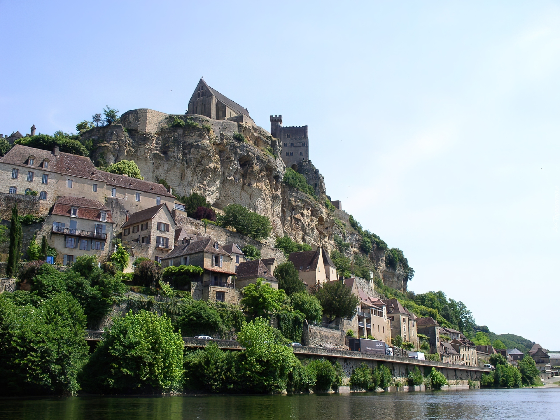 Beynac, Francja, Zabudowa, Woda