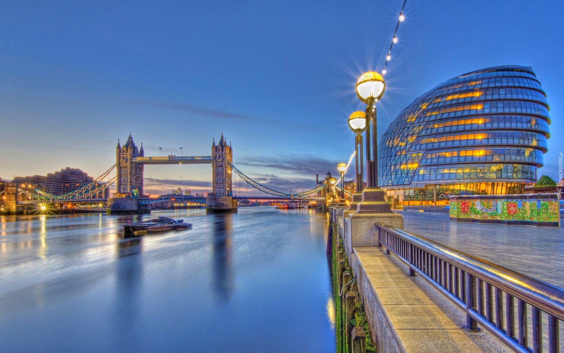 Panorama, Miasta, Światła, Most, Londyn