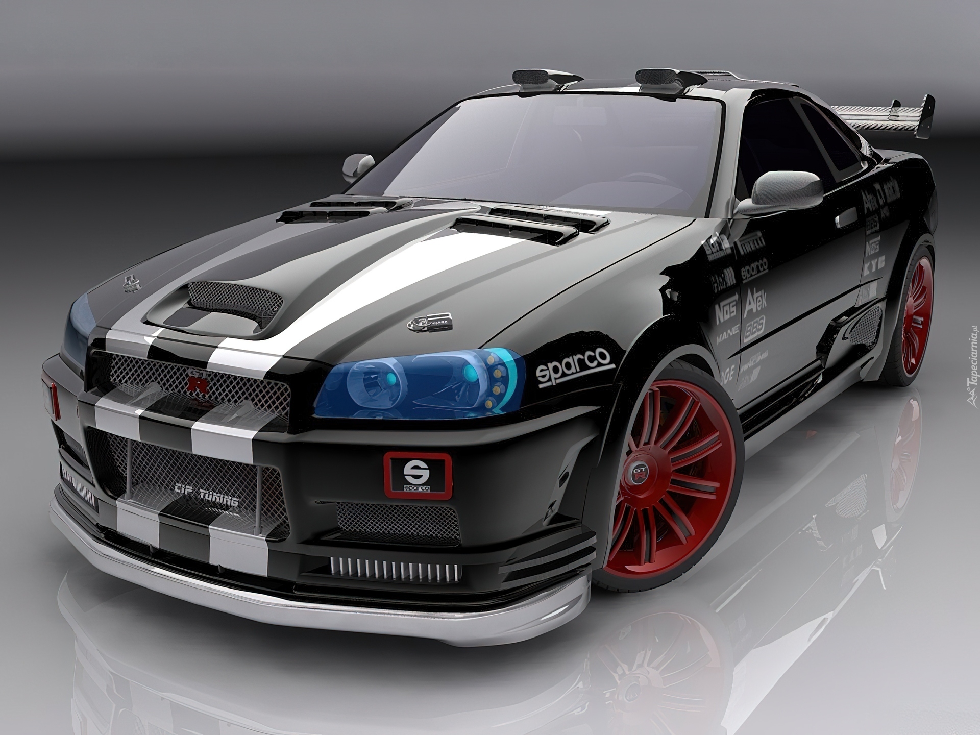 Czarny, Nissan Skyline GTR, Tuning