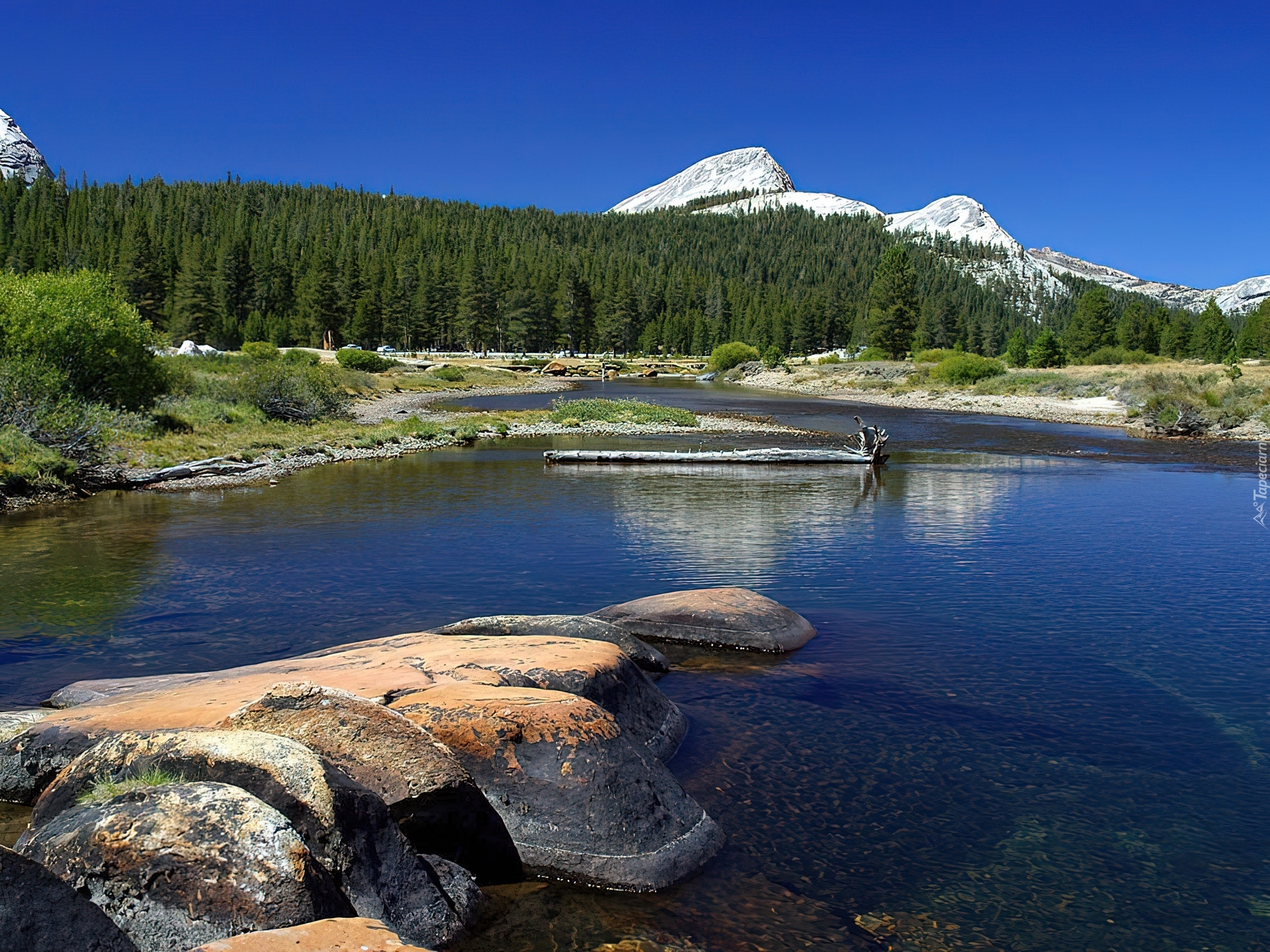 Stany Zjednoczone, Stan Kalifornia, Park Narodowy Yosemite, Rzeka, Kamienie, Góry