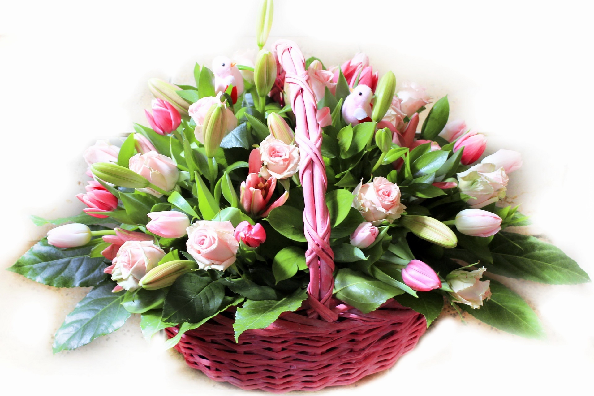 Koszyk, Tulipany, Róże