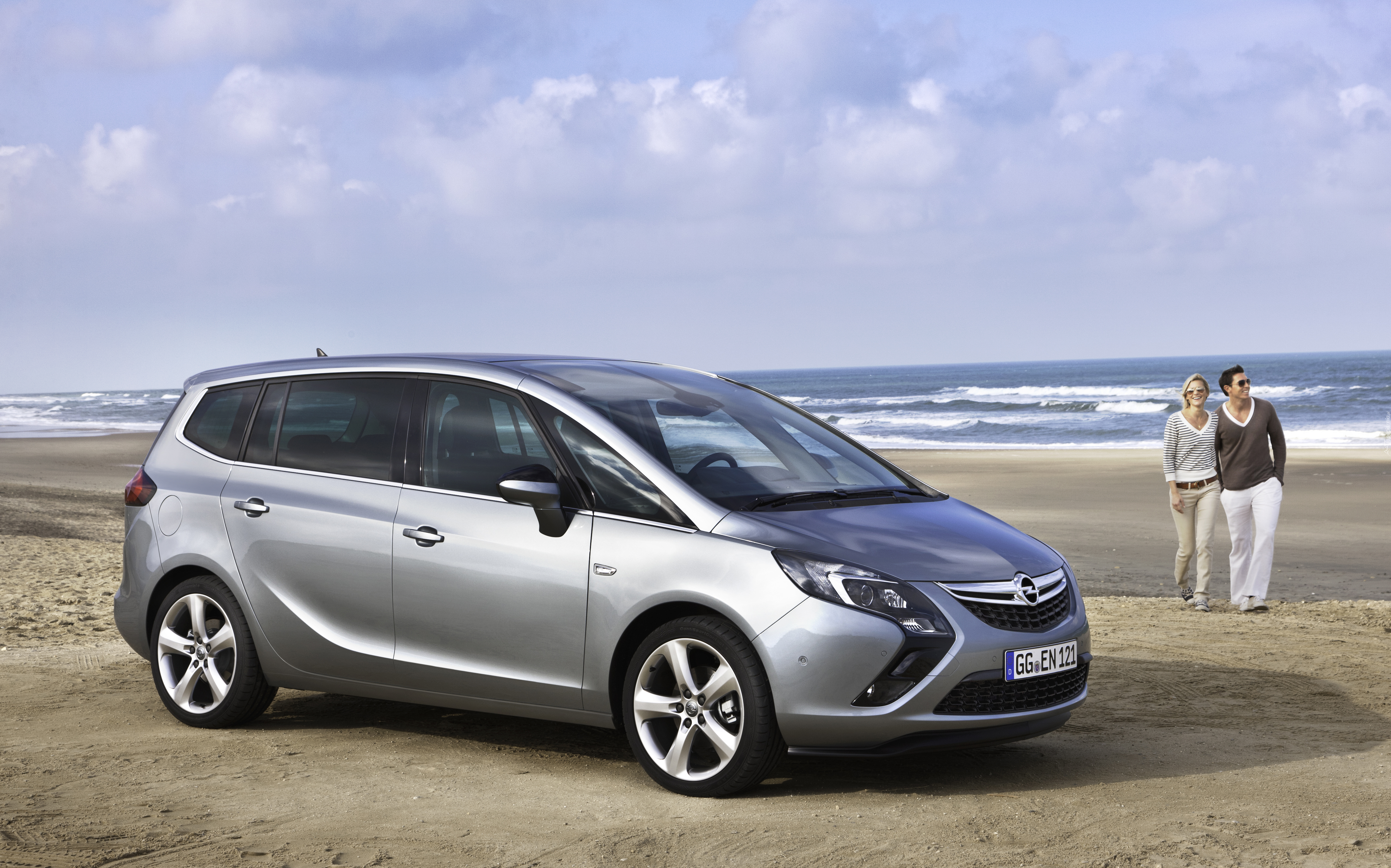 Opel Zafira III, Plaża, Morze, Para