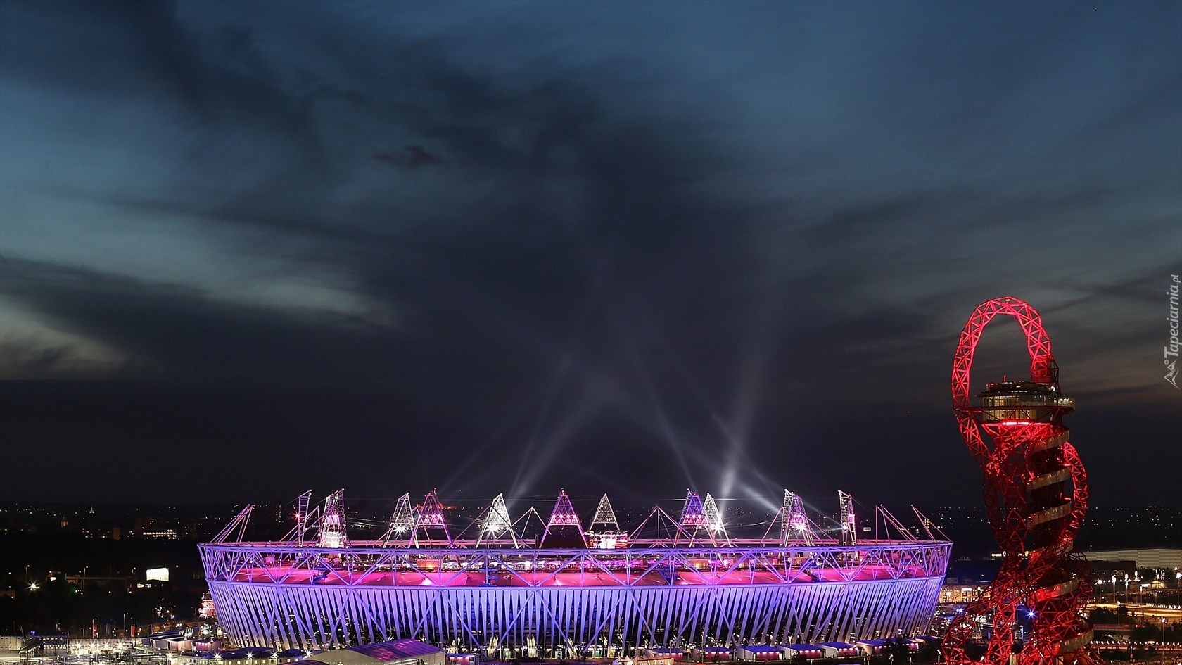 Oświetlony, Stadion, Noc