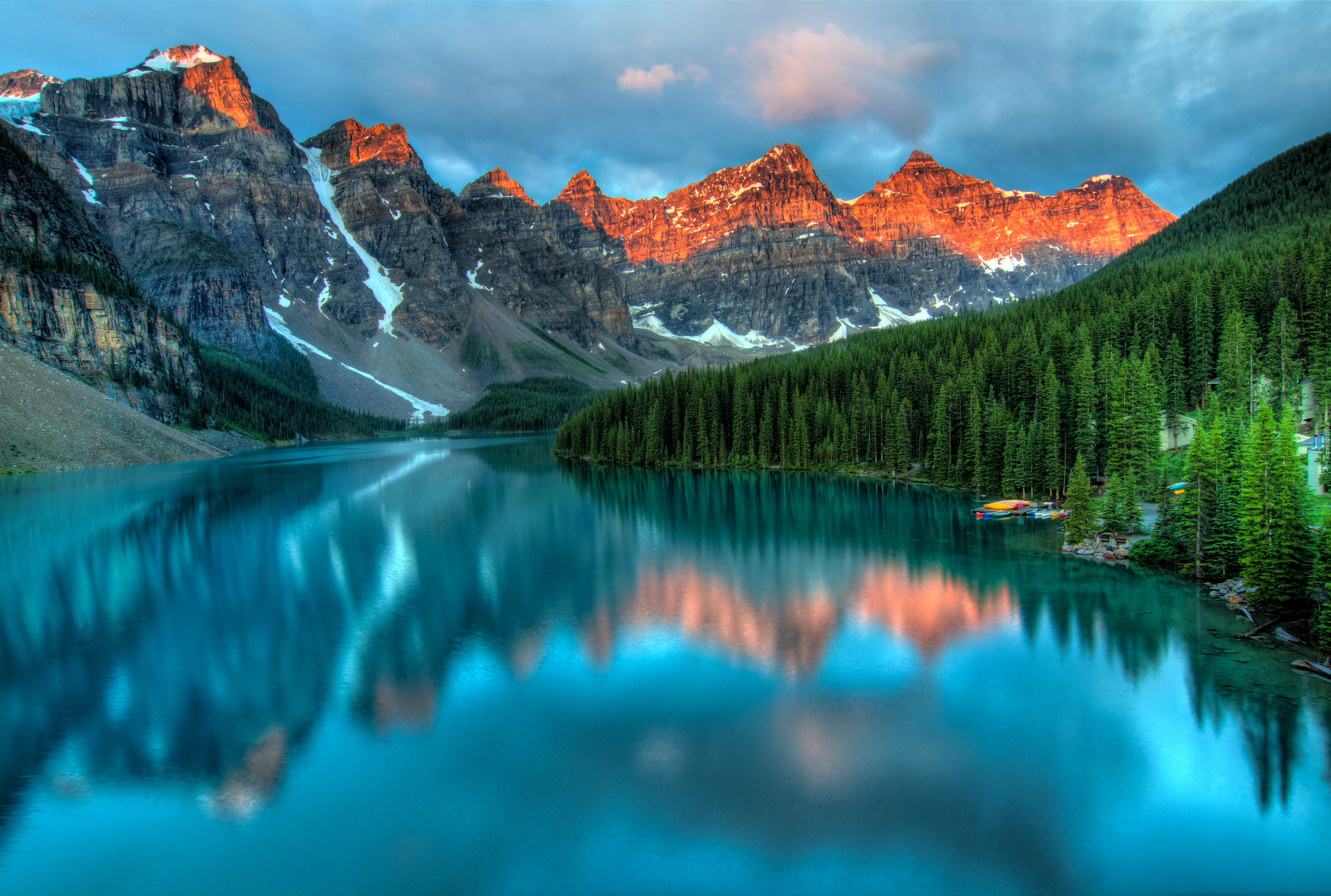 Góry, Jezioro, Odbicie, Kanada, Moraine Lake, Drzewa, Park Narodowy Banff