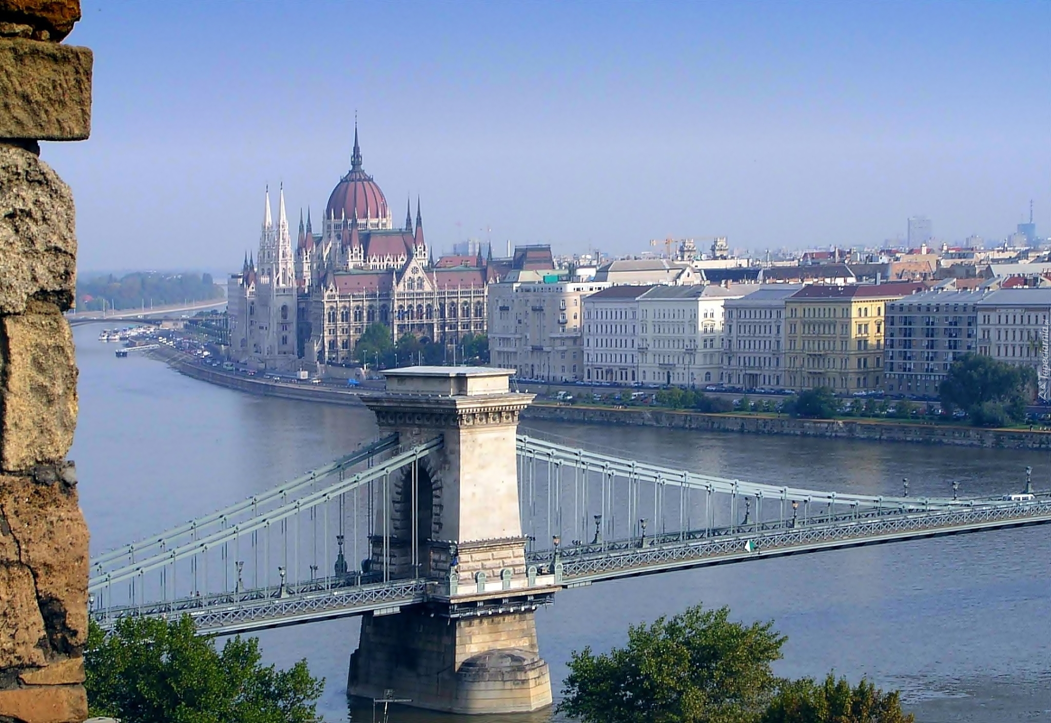 Parlament, Budapeszt, Węgry, Most, Rzeka, Dunaj, Panorama