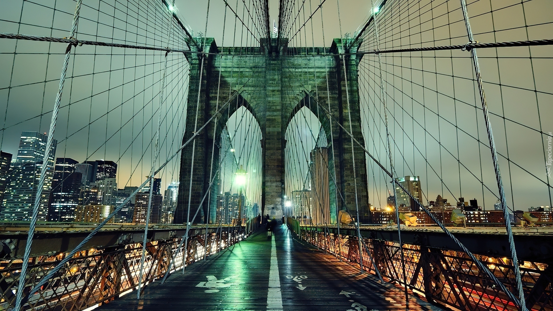 Brooklyn Bridge, Noc, Nowy Jork