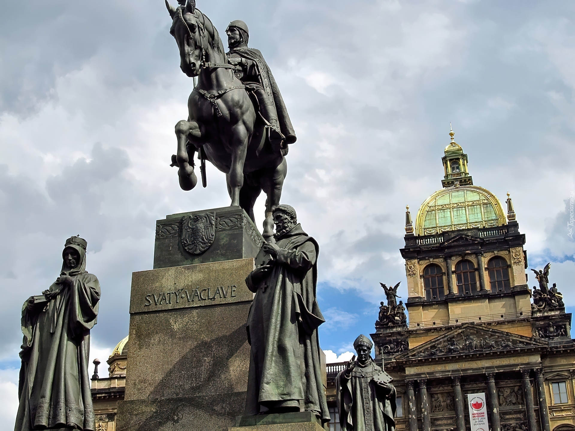 Czechy, Praga, Posąg, Pomnik Świętego Wacława, Muzeum Narodowe