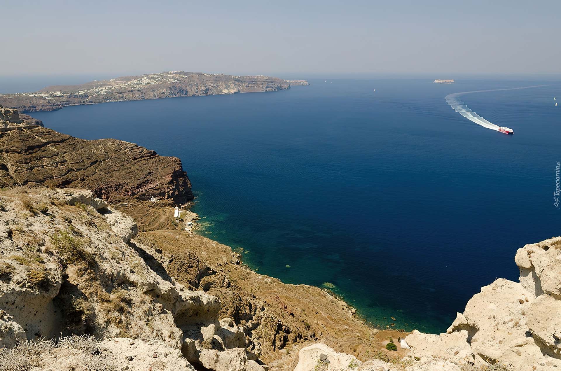 Morze, Kamienisty, Brzeg, Santorini, Grecja