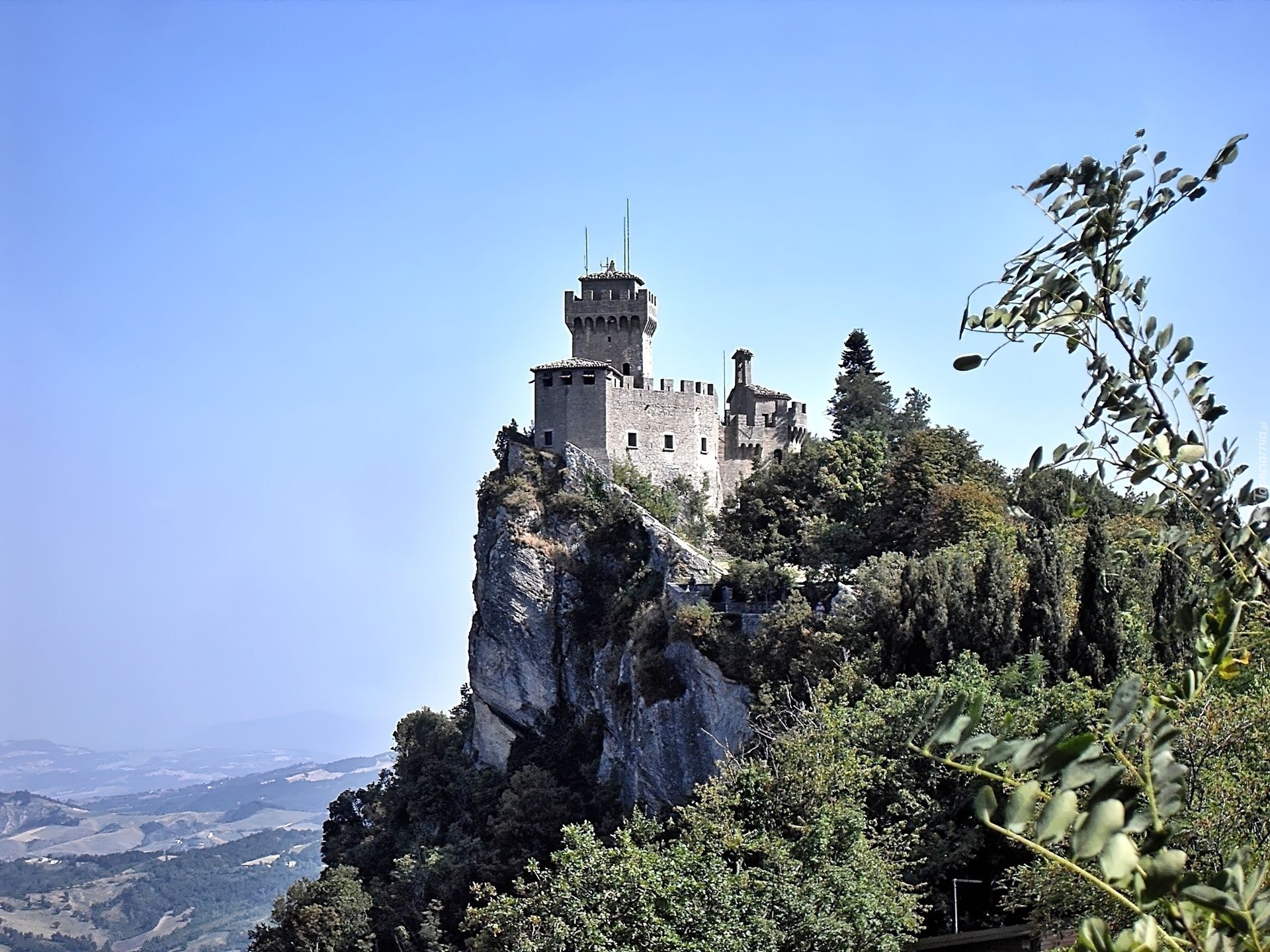 San Marino, Zamek, Ruiny, Skały, Akacje