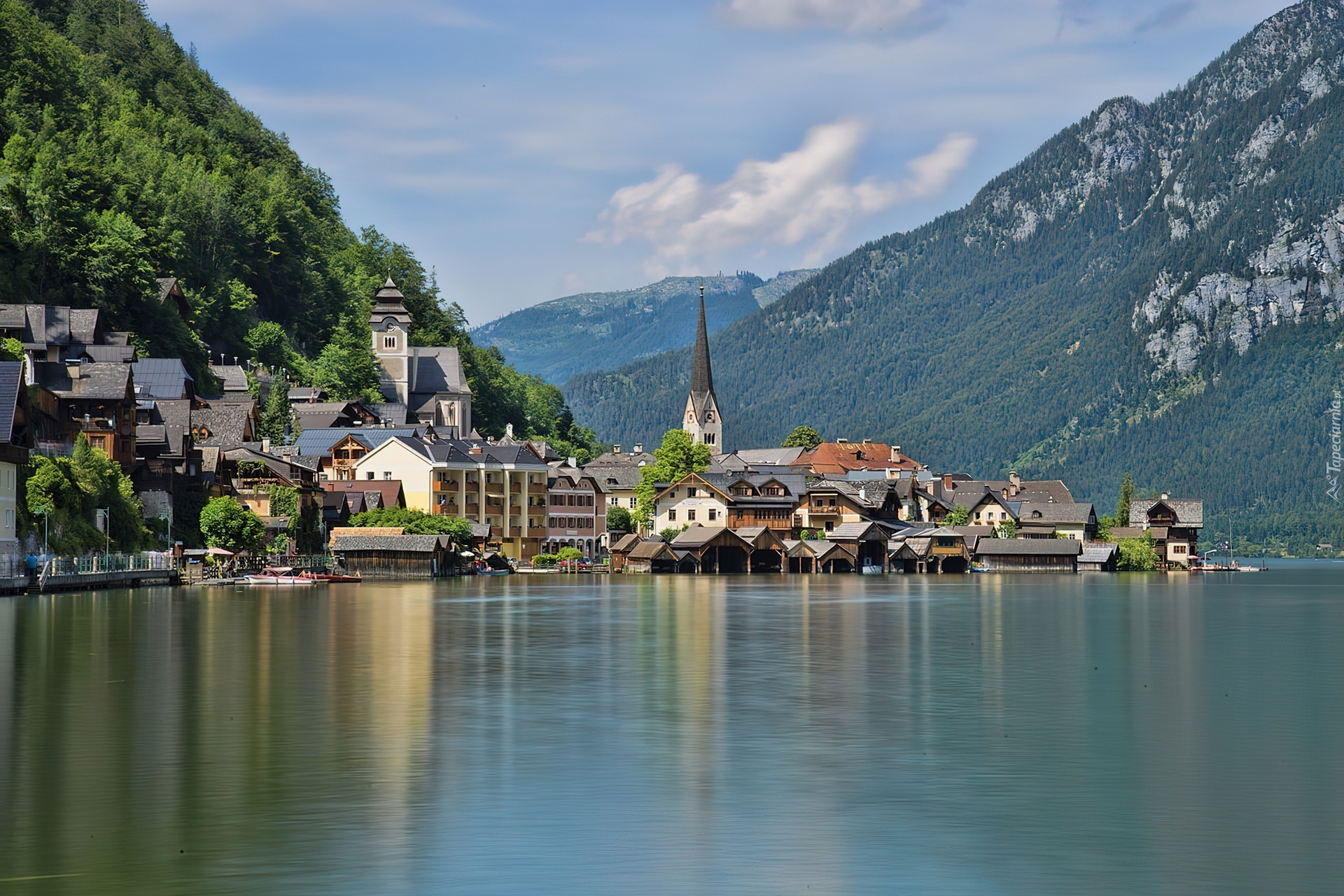 Jezioro, Góry, Zabudowanie, Hallstatt, Austria