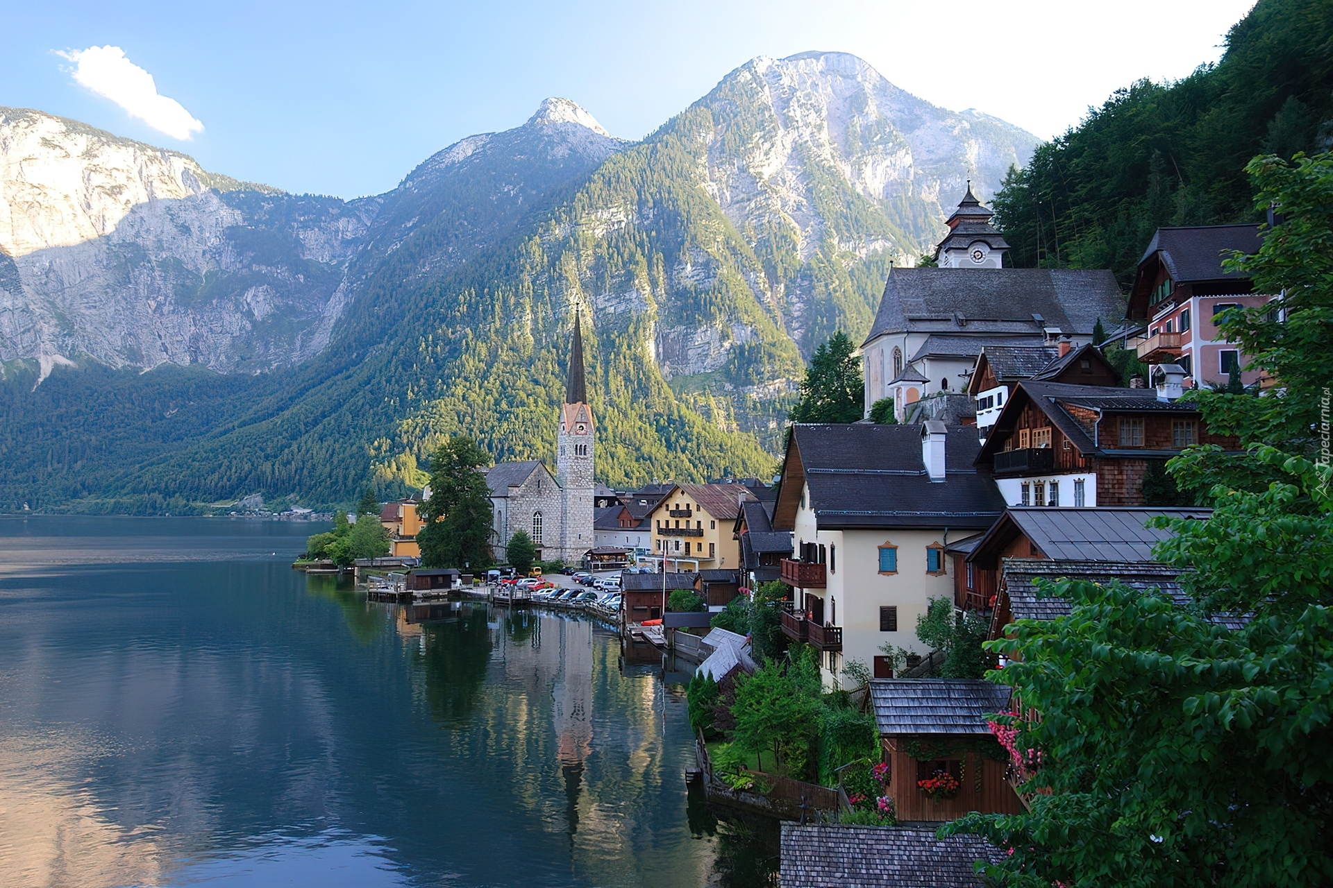 Jezioro, Góry, Zabudowanie, Hallstatt, Austria