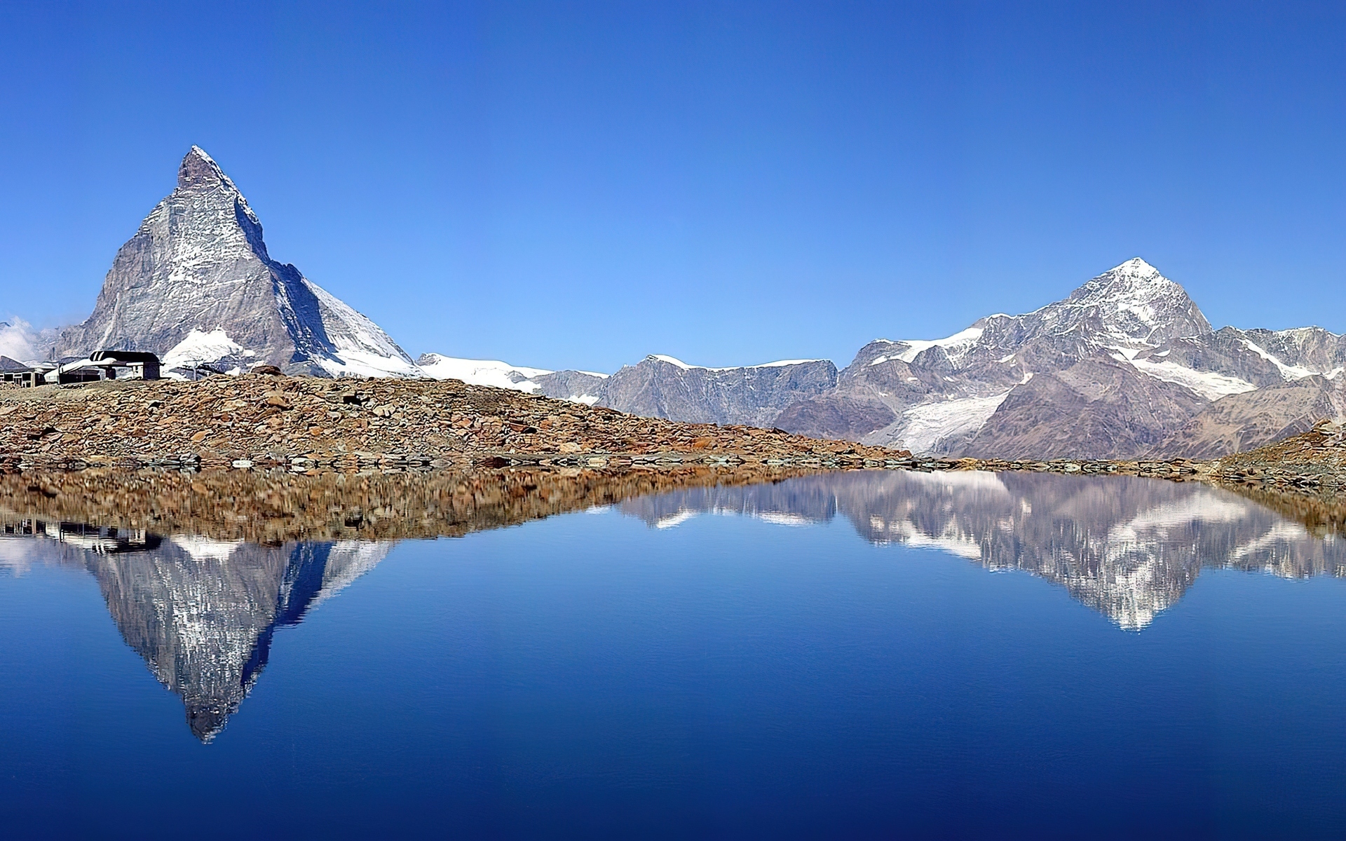 Jezioro, Góry, Odbicie, Matterhorn, Szwajcarja
