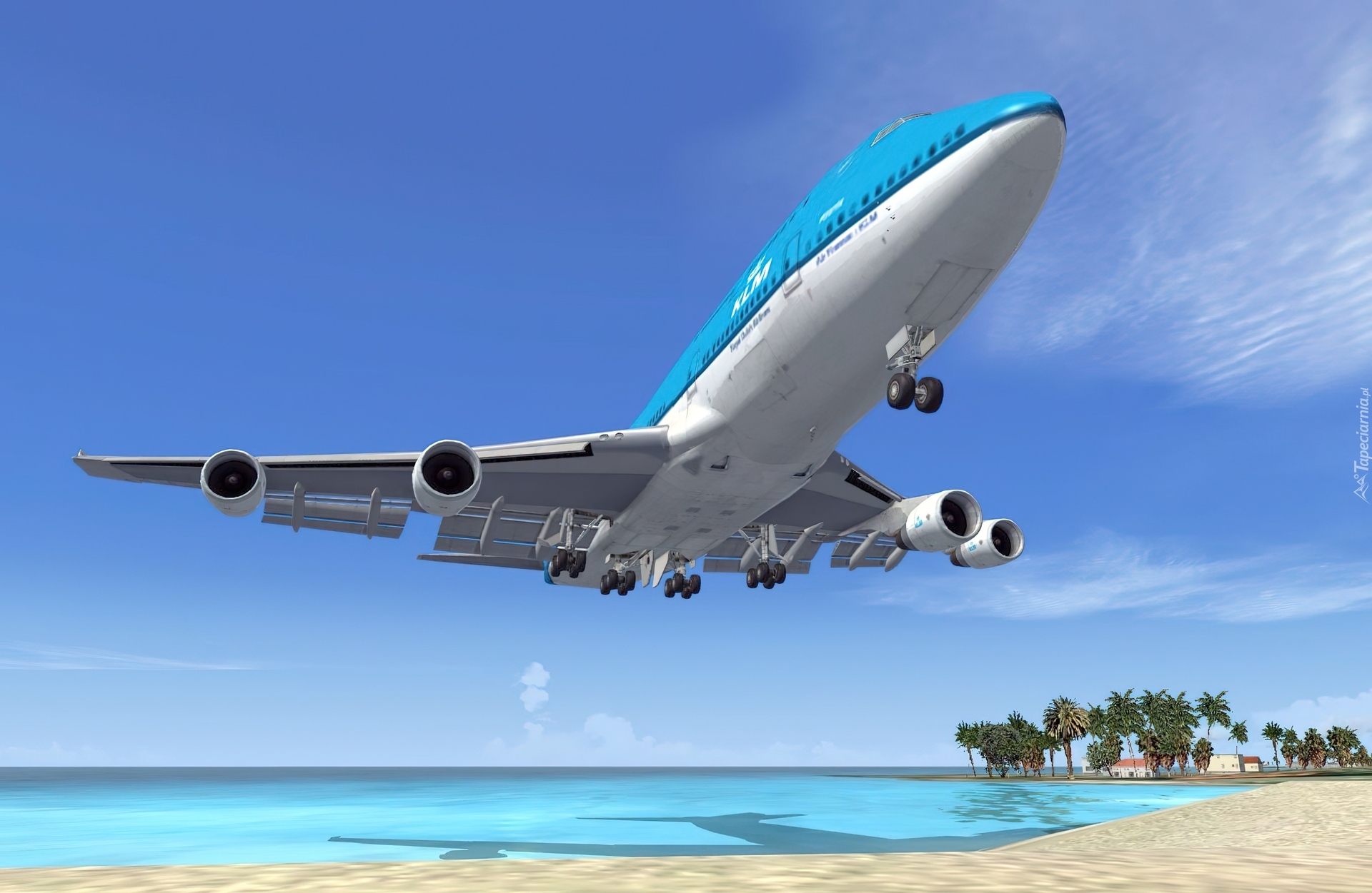 Boeing,747, Plaża, Niebo