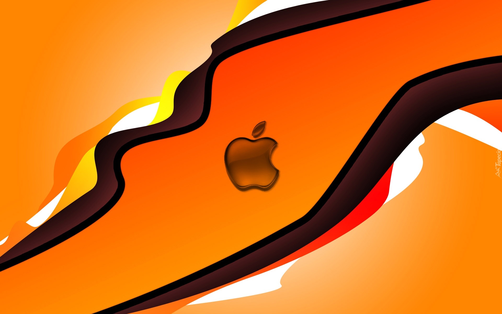 Apple, Logo, Pomarańczowe, Orange