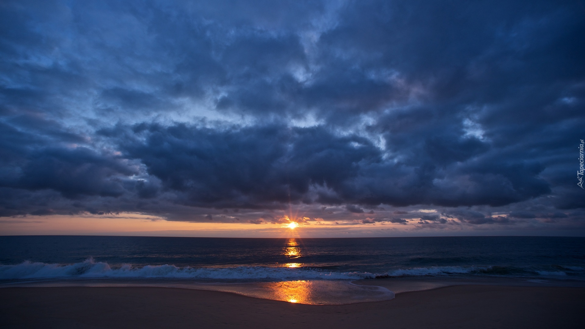 Zachód, Słońca, Ocean, Plaża