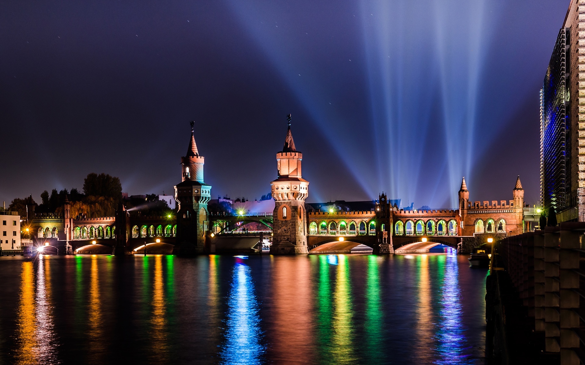 Miasto, Nad, Wodą, Iluminacje