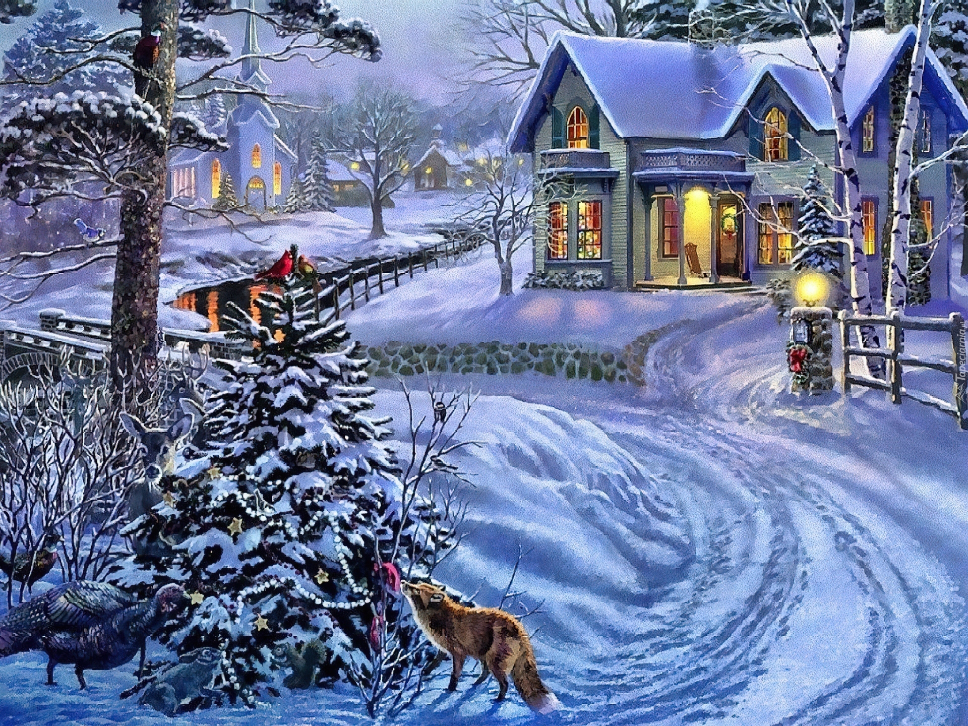 Красивого зимнего вечера открытка. Новогодний пейзаж. Зимний новогодний пейзаж. Новогодний пейзаж рисунки. Открытка зимняя.