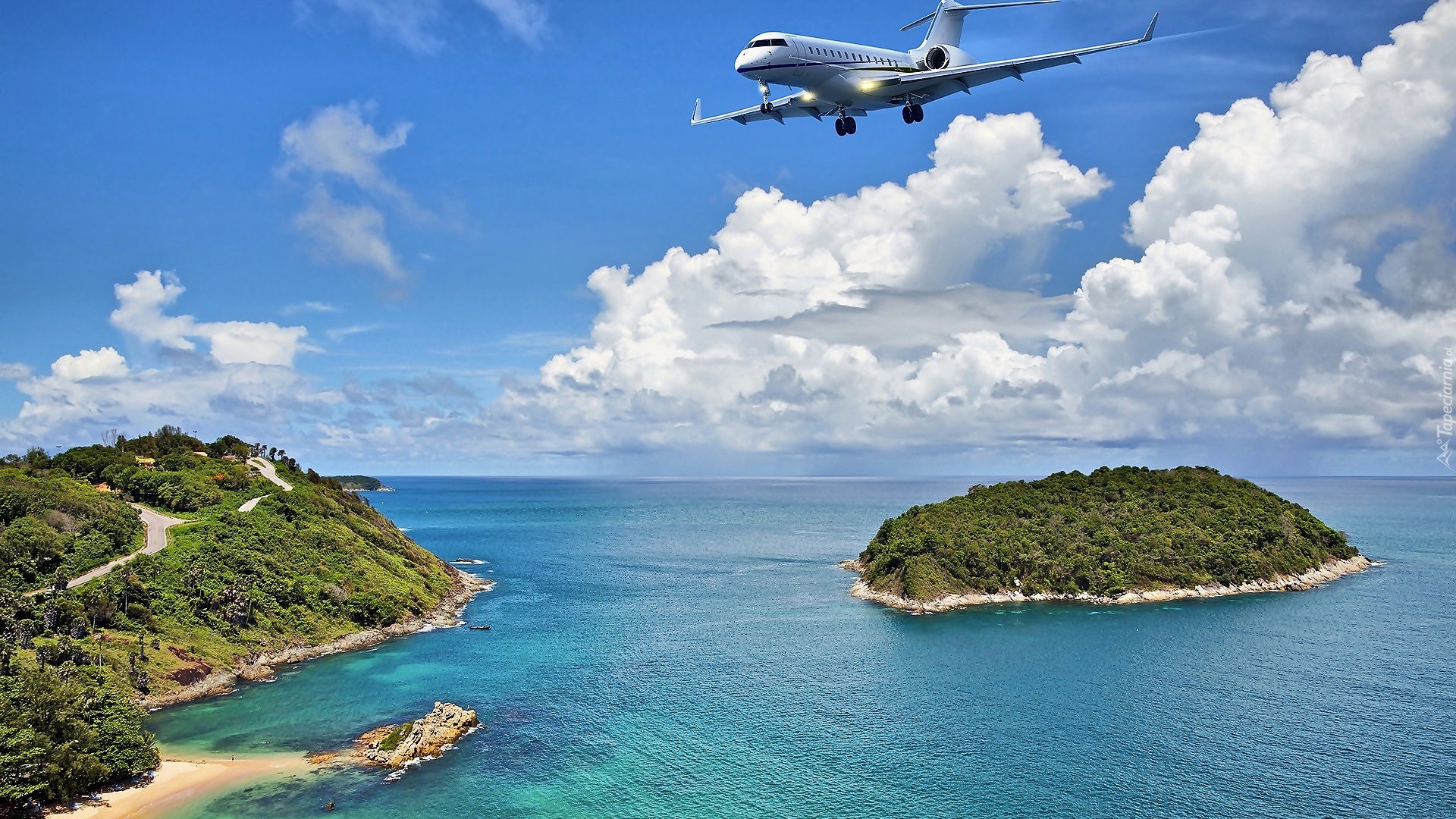 Samolot, Wyspy, Morze