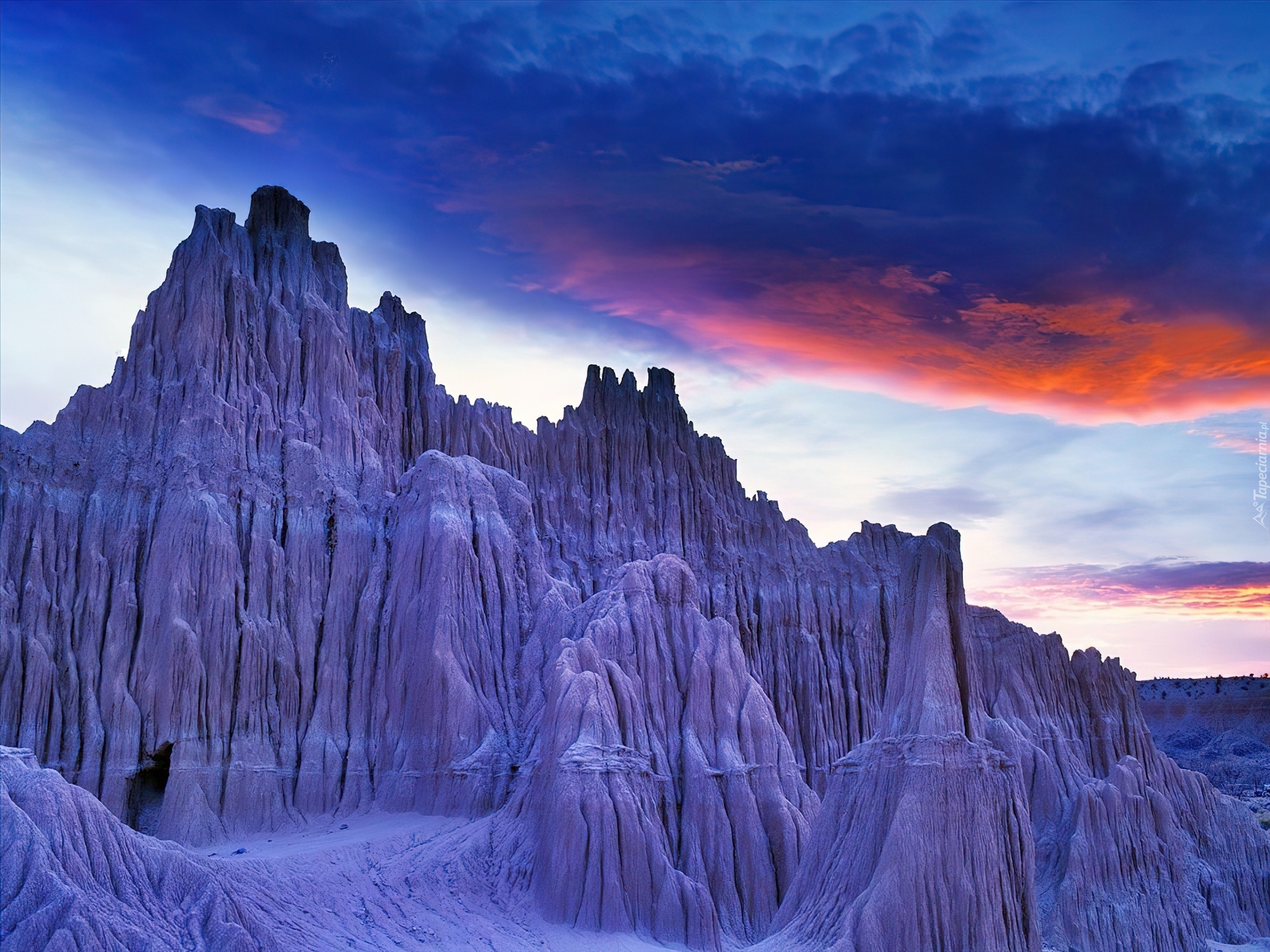 Skały, Zachód, Słońca, Chmury, Nevada