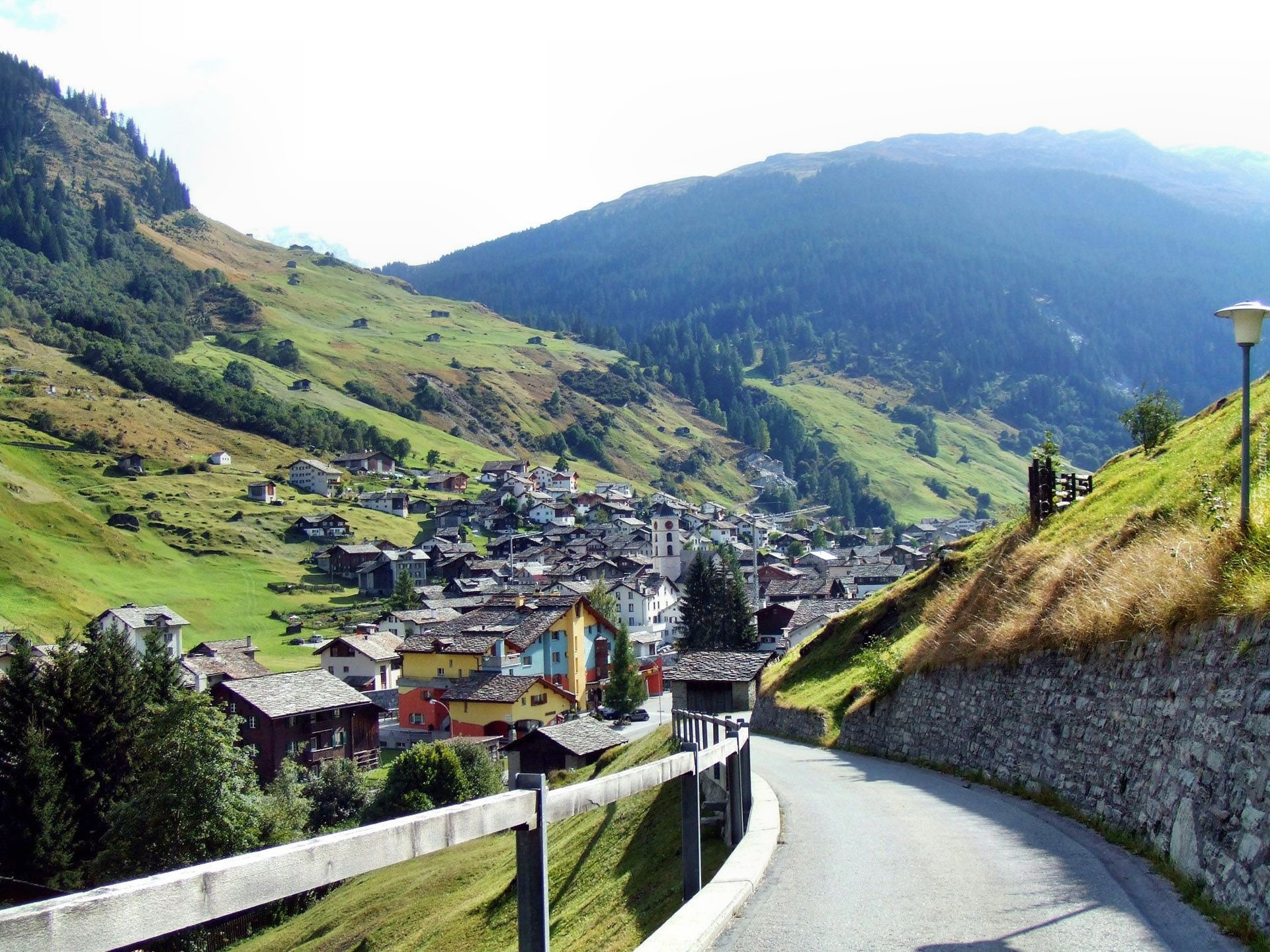Droga, Góry, Miasteczko, Szwajcaria