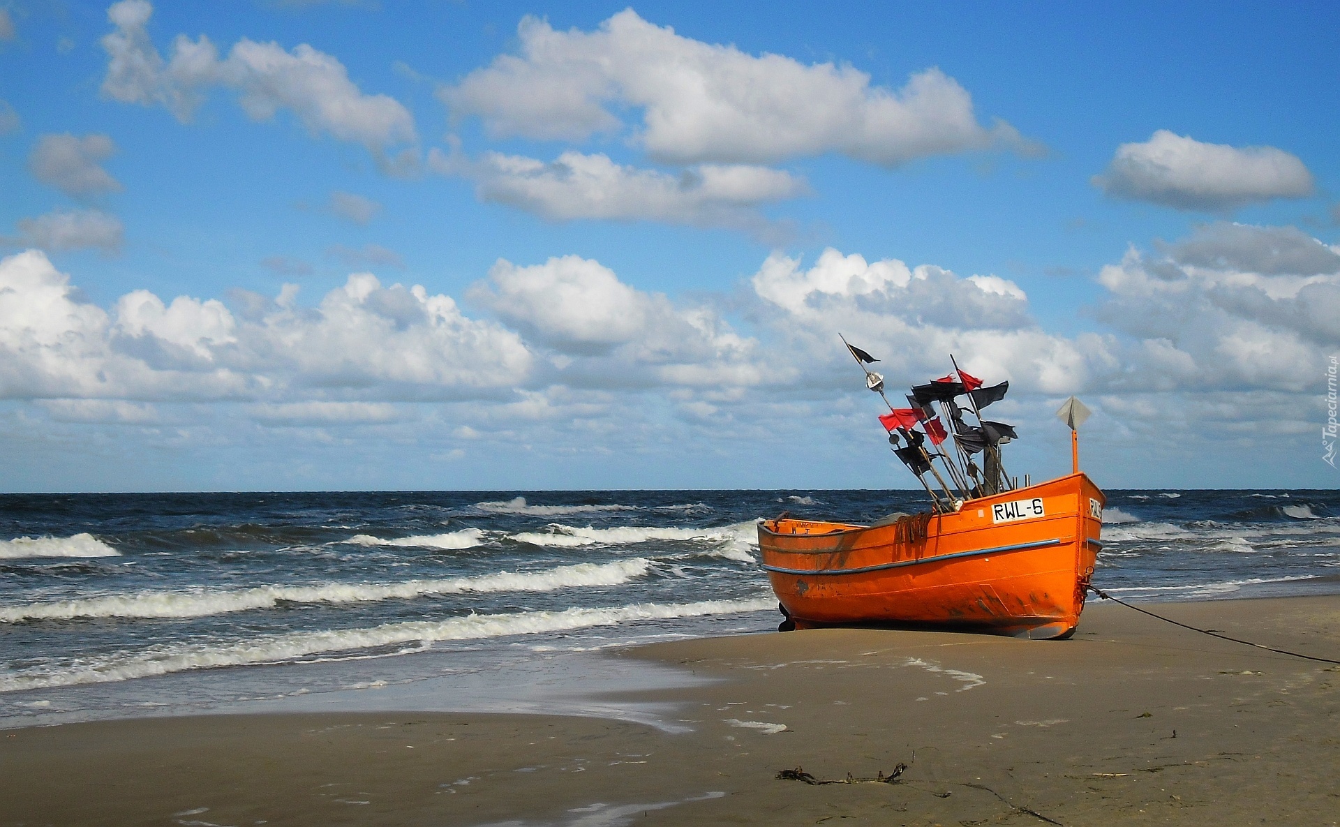 Morze, Plaża, Kuter